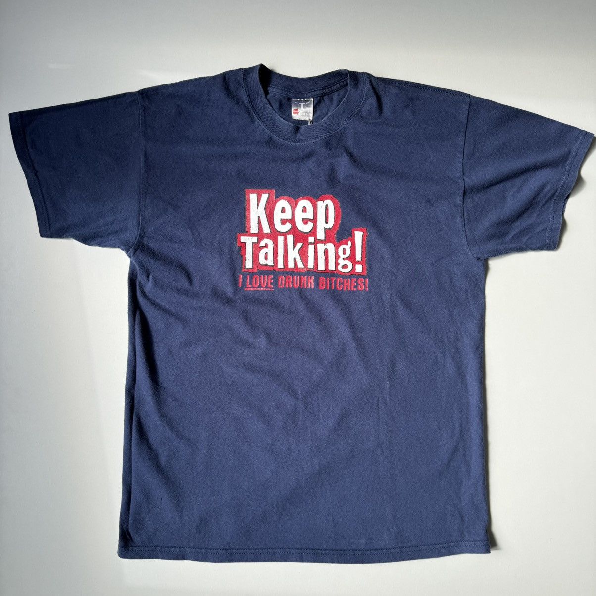 Vintage Vintage "I love drunk Bitches" Funny Humor y2k tees navy Size US L / EU 52-54 / 3 - 9 Thumbnail
