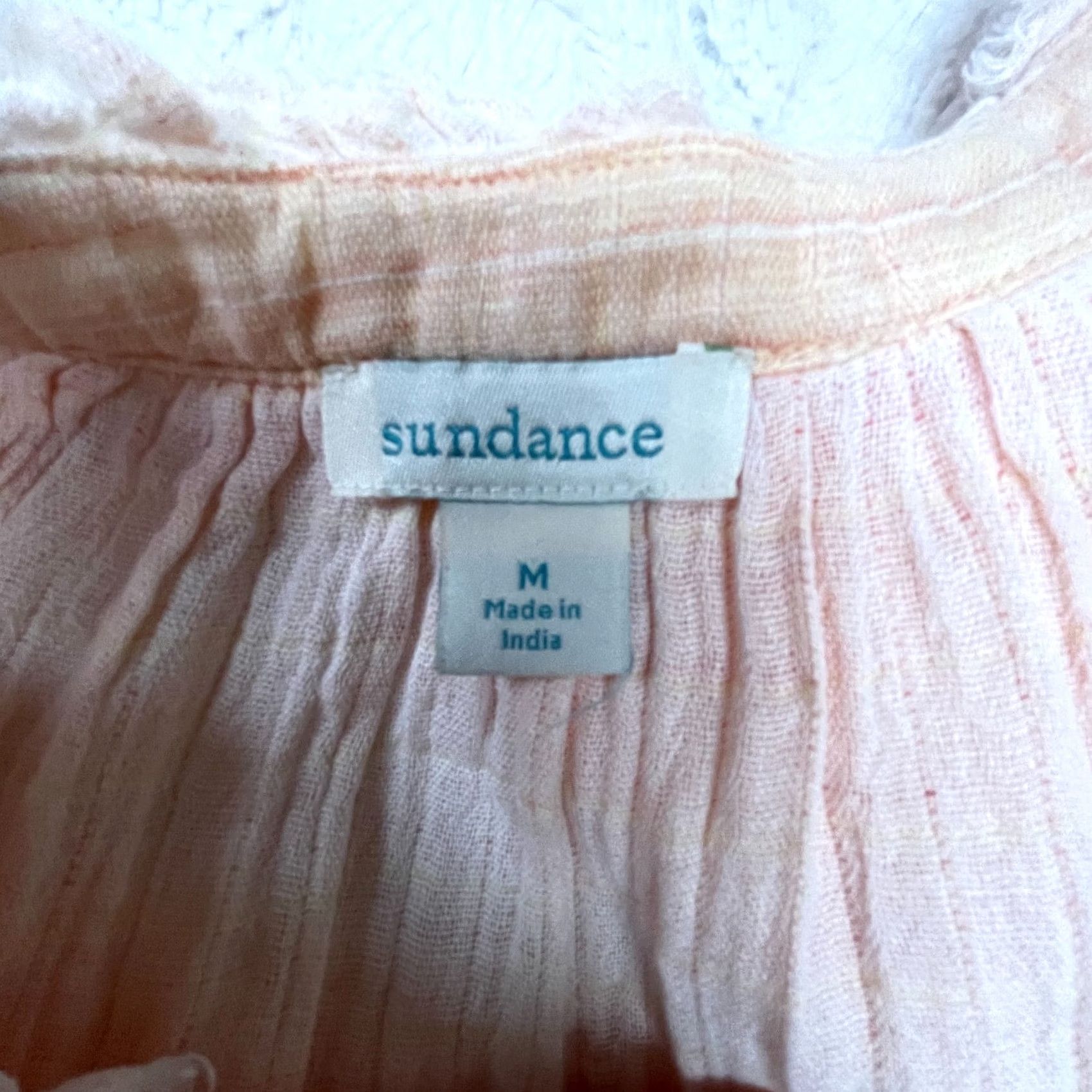 Vintage Sundance Gauze Embroidered Boho Frayed Long Sleeve Popover Blouse Medium Pink Women Size M / US 6-8 / IT 42-44 - 5 Thumbnail