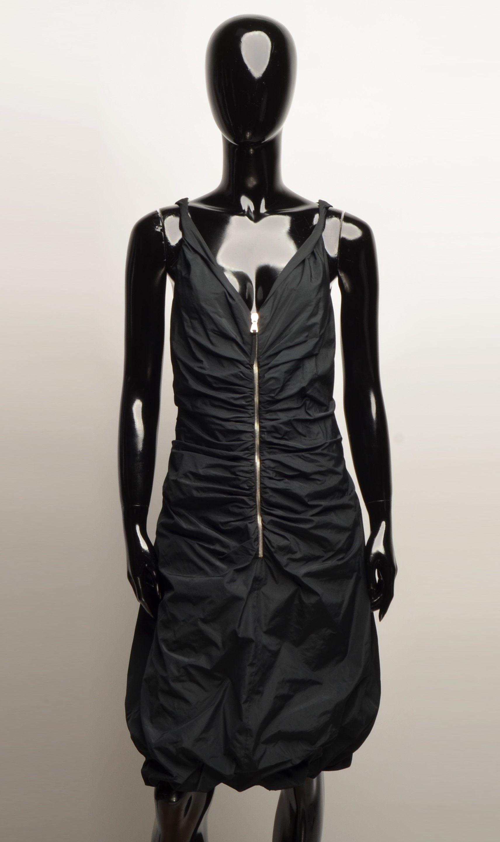 Dolce & Gabbana Dolce & Gabbana Bubble Zip Black Midi Dress Size L / US 10 / IT 46 - 1 Thumbnail