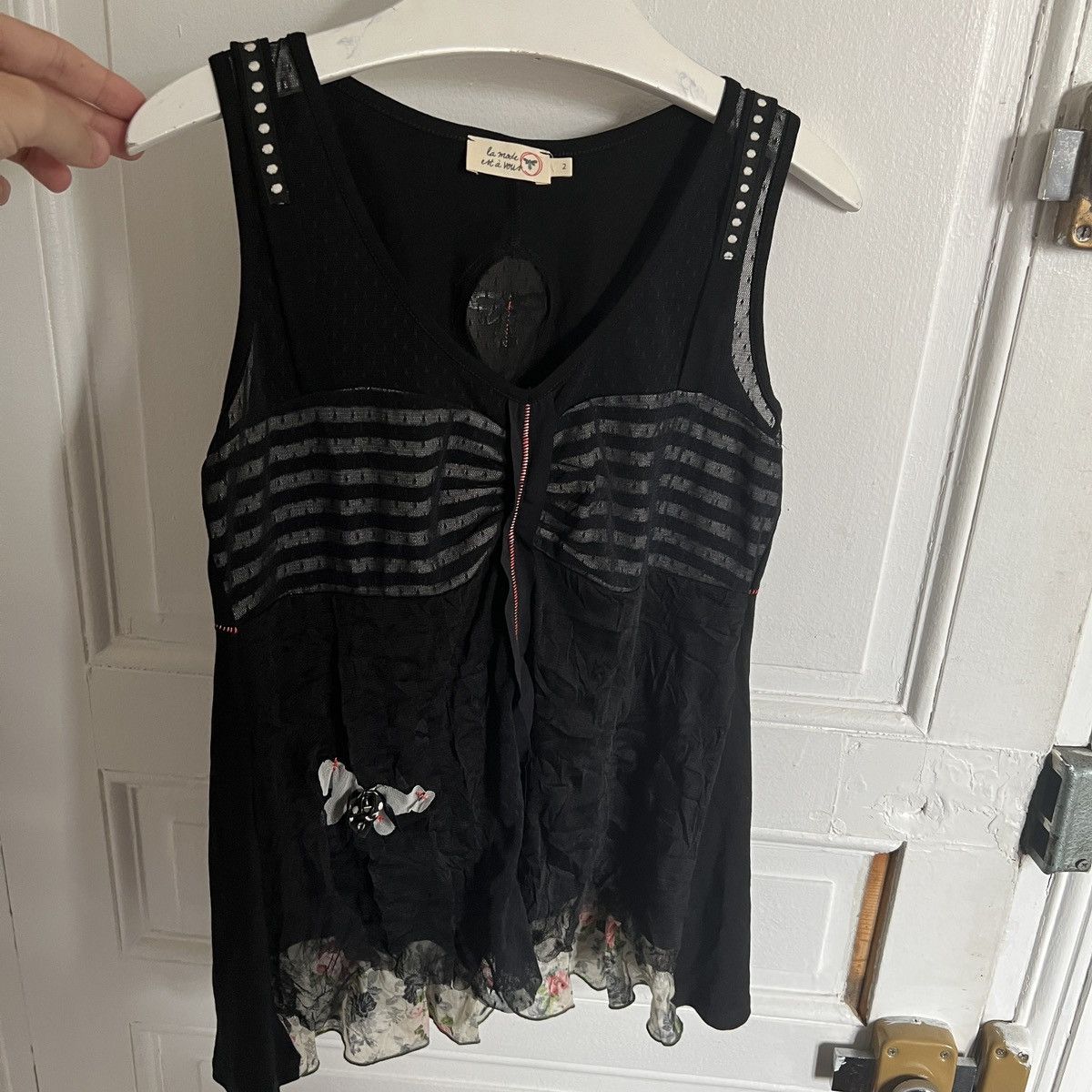 Japanese Brand × Vintage Y2K MESH DRESS TOP 2000s like jpg blouse copine cdg yohji Size XS / US 0-2 / IT 36-38 - 4 Thumbnail