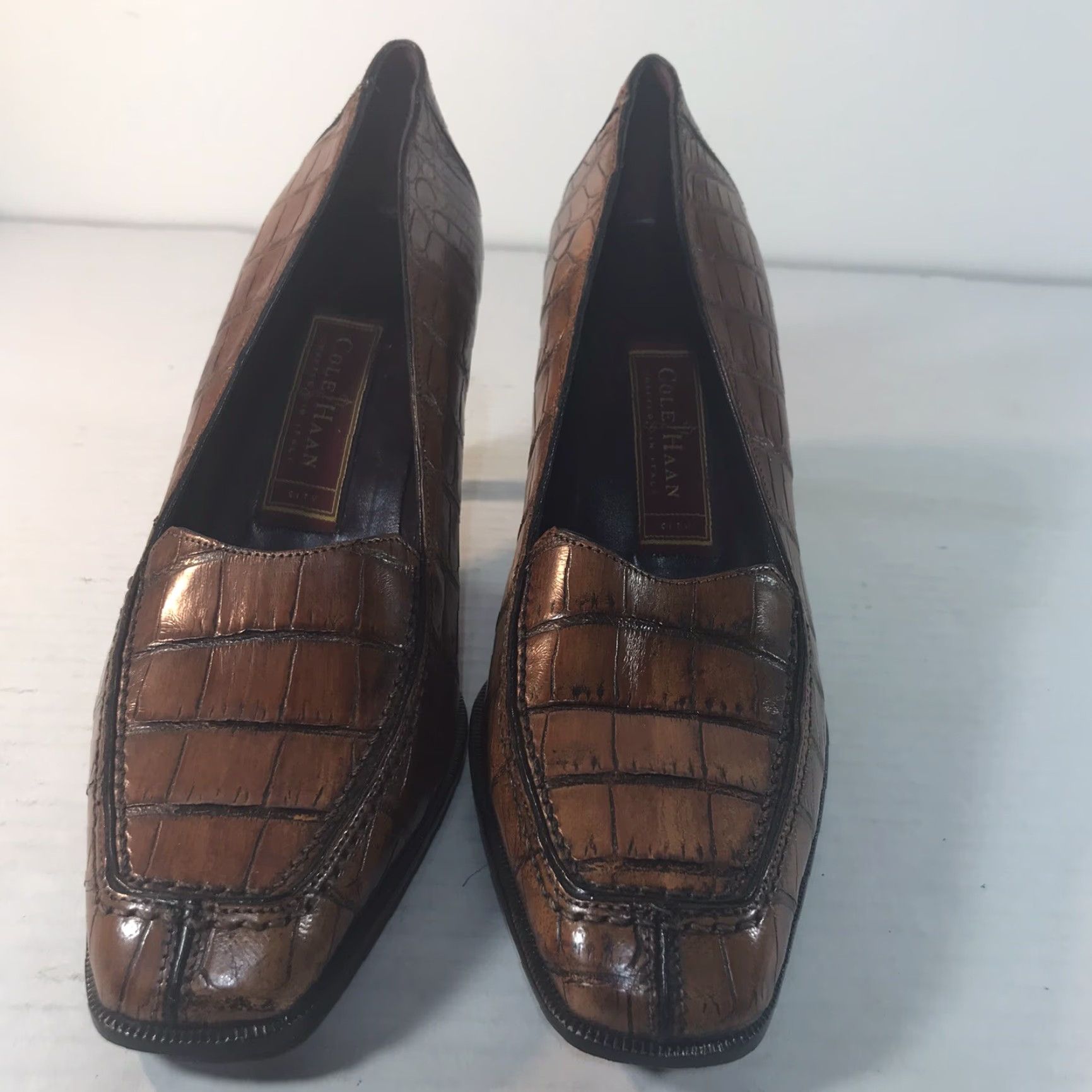 Cole Haan Cole Haan City Brown Leather Pumps Womens Size 7B Square Toe 3in Heels Italy Size US 7 / IT 37 - 3 Thumbnail