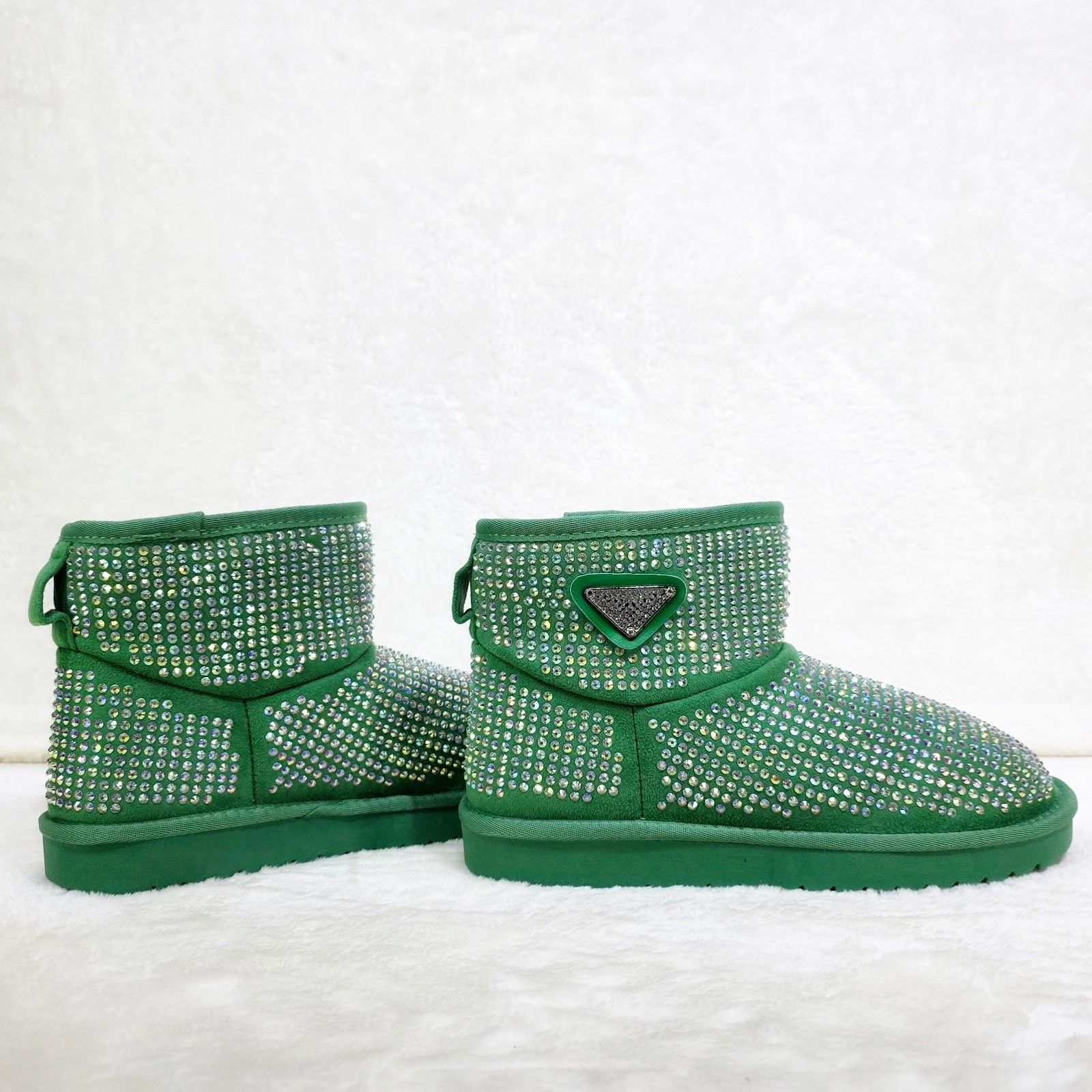 Other Twinkle Faux Fur Lined Slip On Winter Ankle Boots Green Irid Size US 8.5 / IT 38.5 - 3 Thumbnail