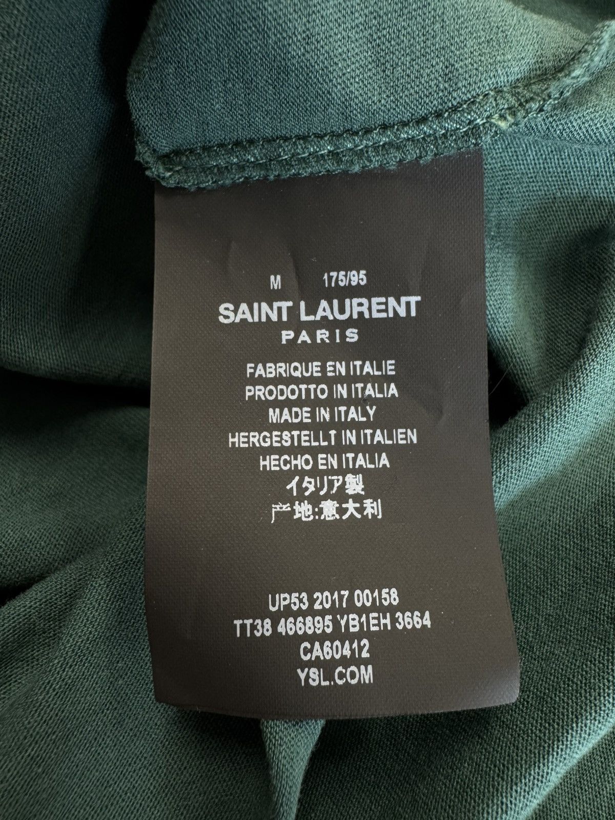 Saint Laurent Paris Saint Laurent University Tee Green Size US M / EU 48-50 / 2 - 5 Thumbnail