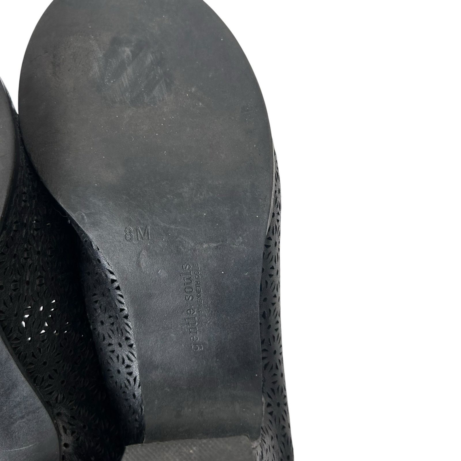 Gentle Souls Gentle Souls Black Leather Perforated Mules Heels Sz 8 Size US 8 / IT 38 - 6 Thumbnail