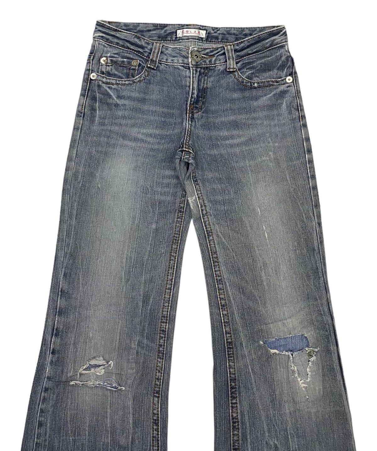 Japanese Brand FLARED🔥COLZA JAPAN DISTRESS RIPS FLARE DENIM JEANS Size US 30 / EU 46 - 5 Thumbnail