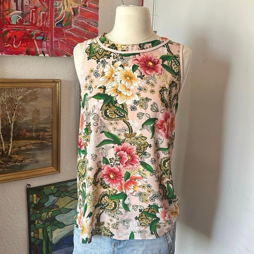 Other carmen marc valvo floral pink tank top blouse Size S / US 4 / IT 40 - 1 Thumbnail