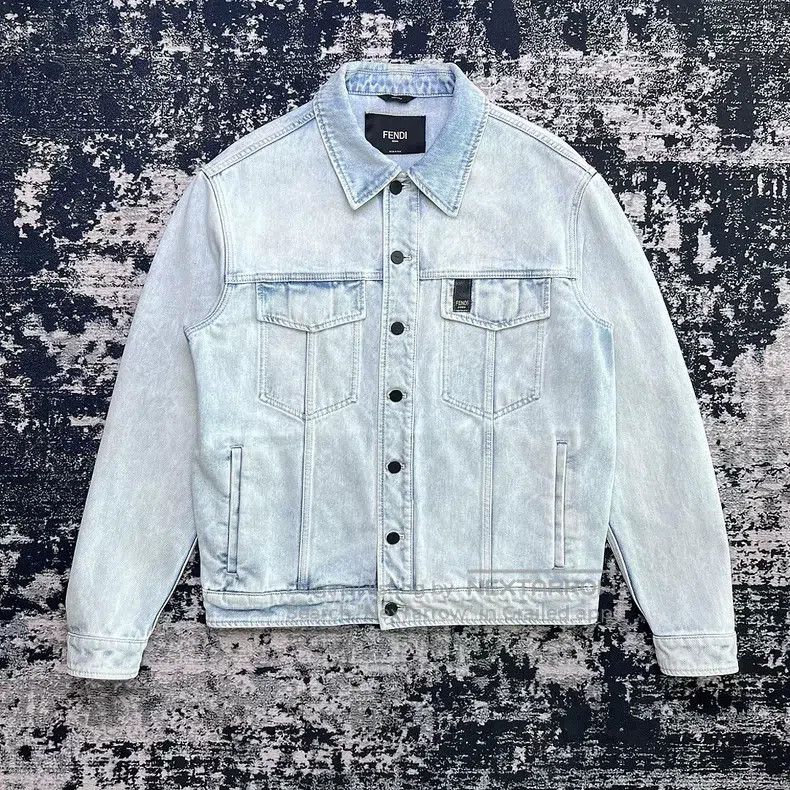 Fendi Fendi Letter Logo Embroidered Washed Denim Jacket Size US M / EU 48-50 / 2 - 1 Thumbnail