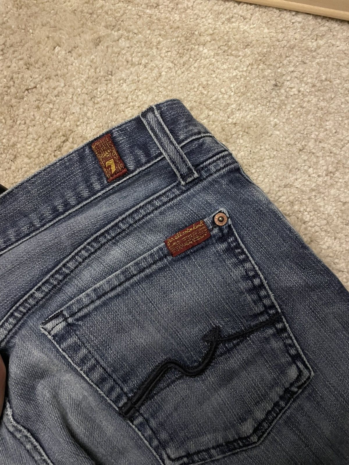 7 For All Mankind Distressed Bootcut Low Rise Denim Size US 34 / EU 50 - 6 Thumbnail