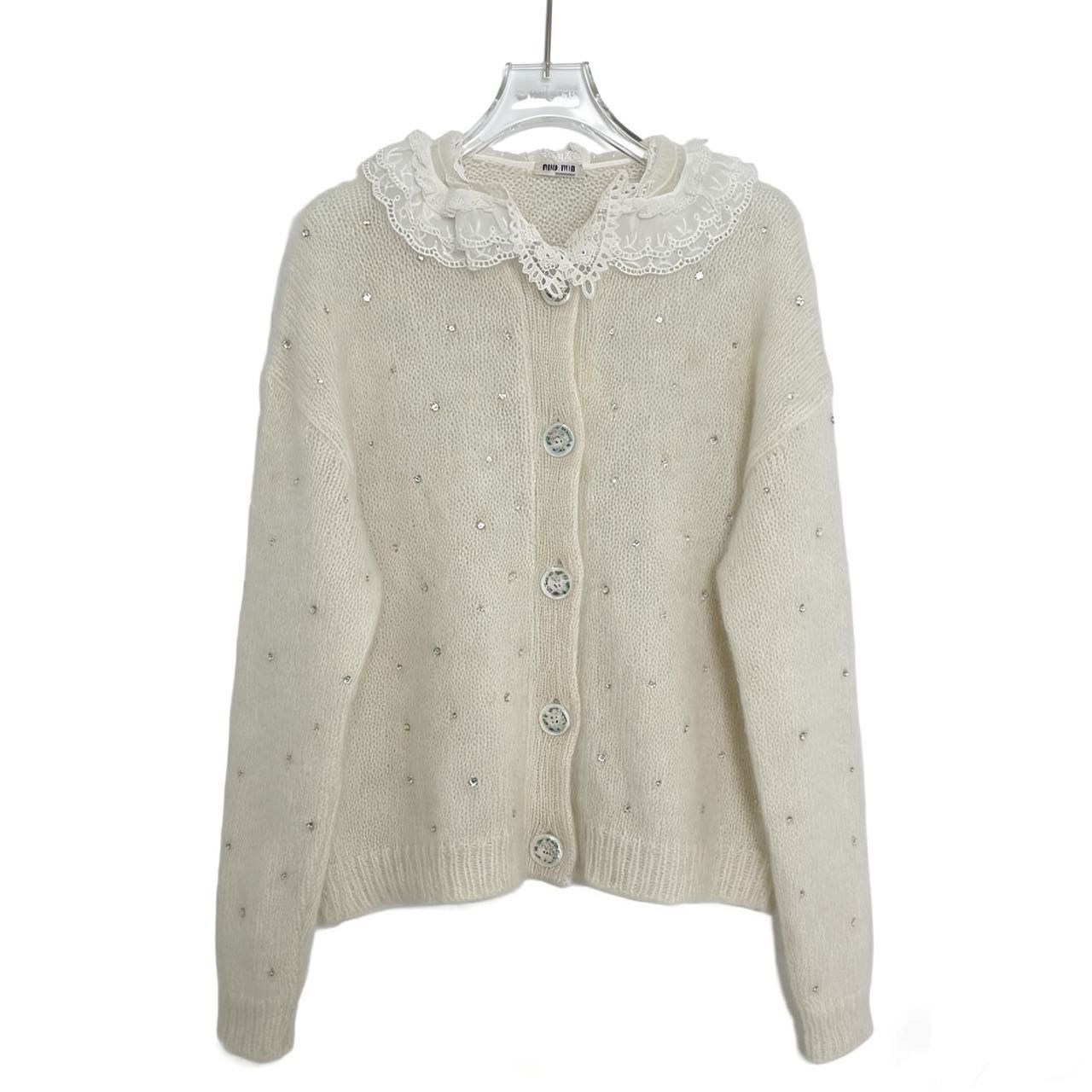 Miu Miu Miu Miu Lace Peter Pan Collar Mohair Knit Cardigan K26WX Size M / US 6-8 / IT 42-44 - 1 Thumbnail
