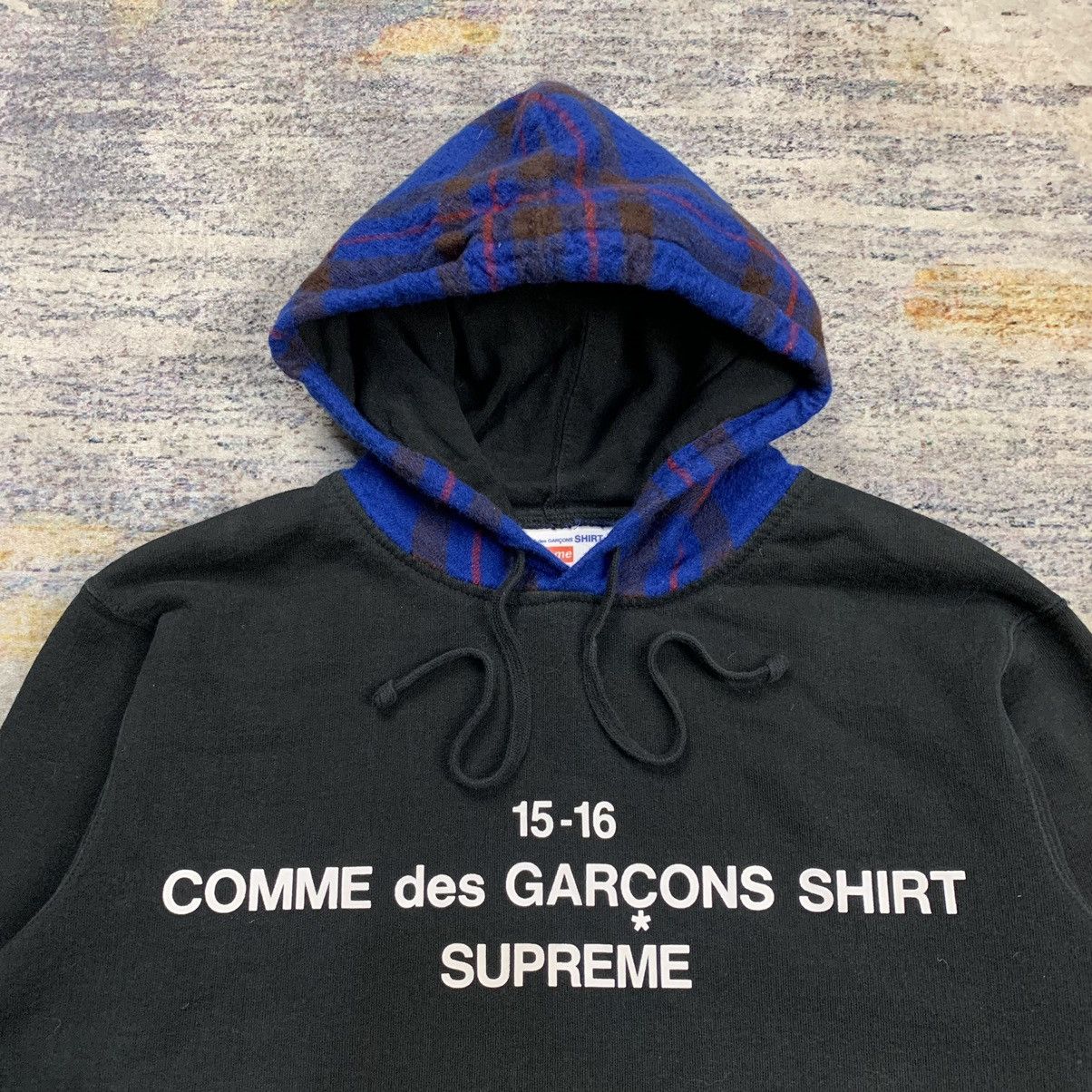 Supreme FW 15 Supreme x Comme Des Garcons plaid hoodie Size US S / EU 44-46 / 1 - 2 Thumbnail