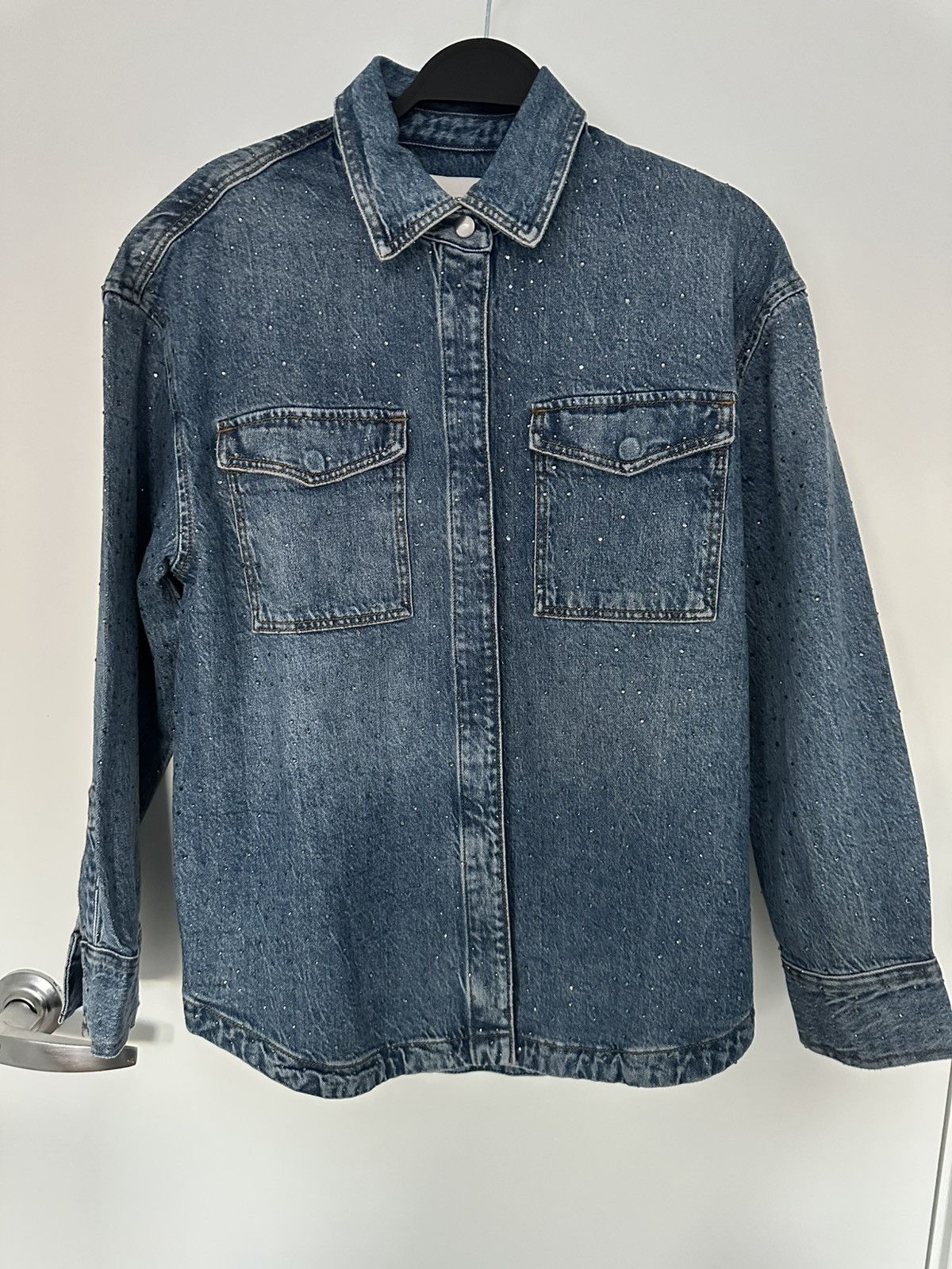 Joe's Joe's Jeans Katrina Crystal-Embellished Denim Shirt Jacket Size S / US 4 / IT 40 - 4 Thumbnail