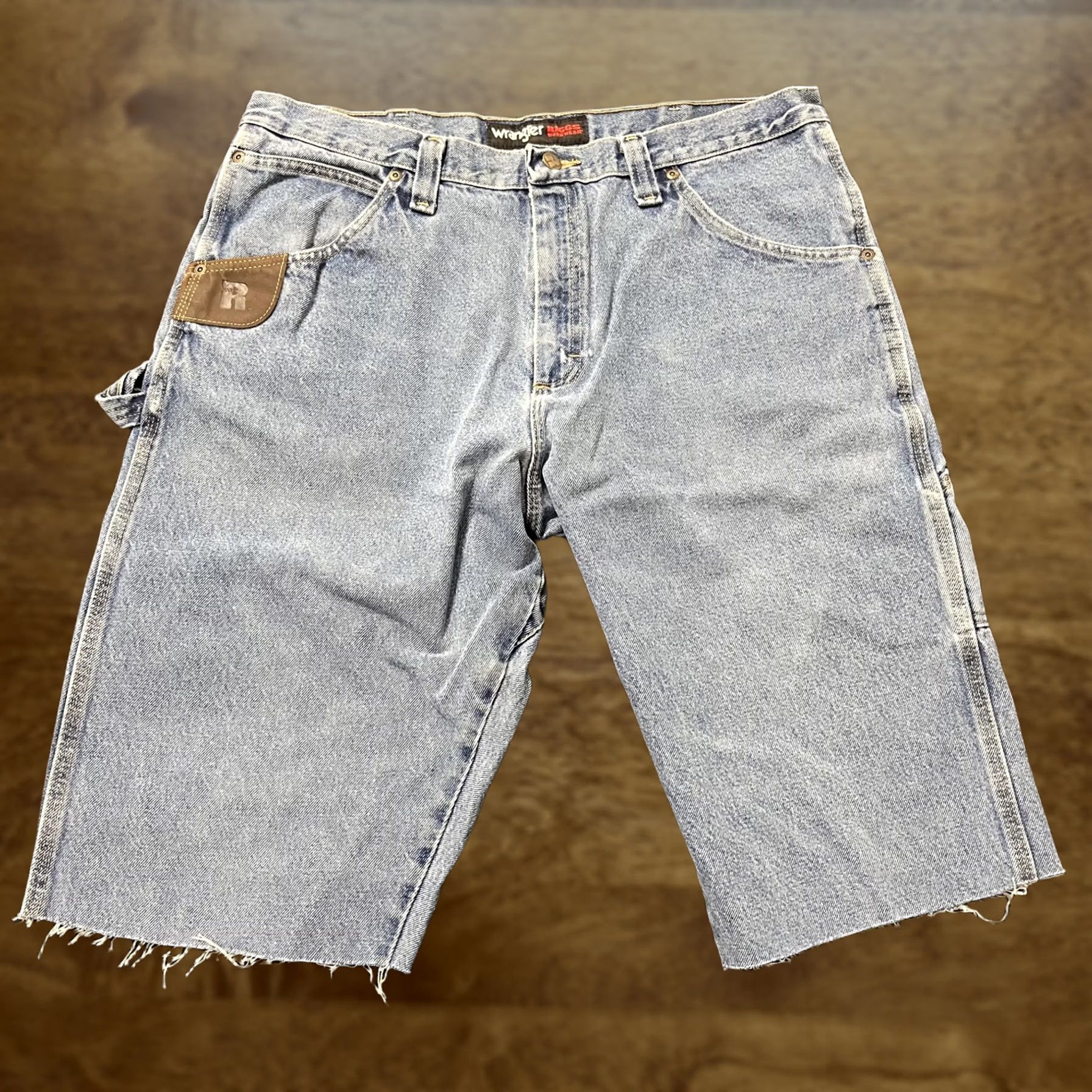 Wrangler Wrangler Riggs Workwear Shorts Mens 38 Blue Denim Cargo Utility Jorts Cutoff Distressed Size US 38 / EU 54 - 1 Thumbnail