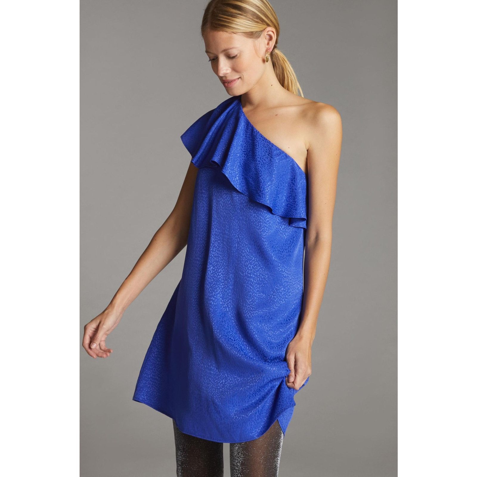 Anthropologie New Anthropologie Ruffled One-Shoulder Mini Dress $140 Sz 6 Size S / US 4 / IT 40 - 4 Thumbnail