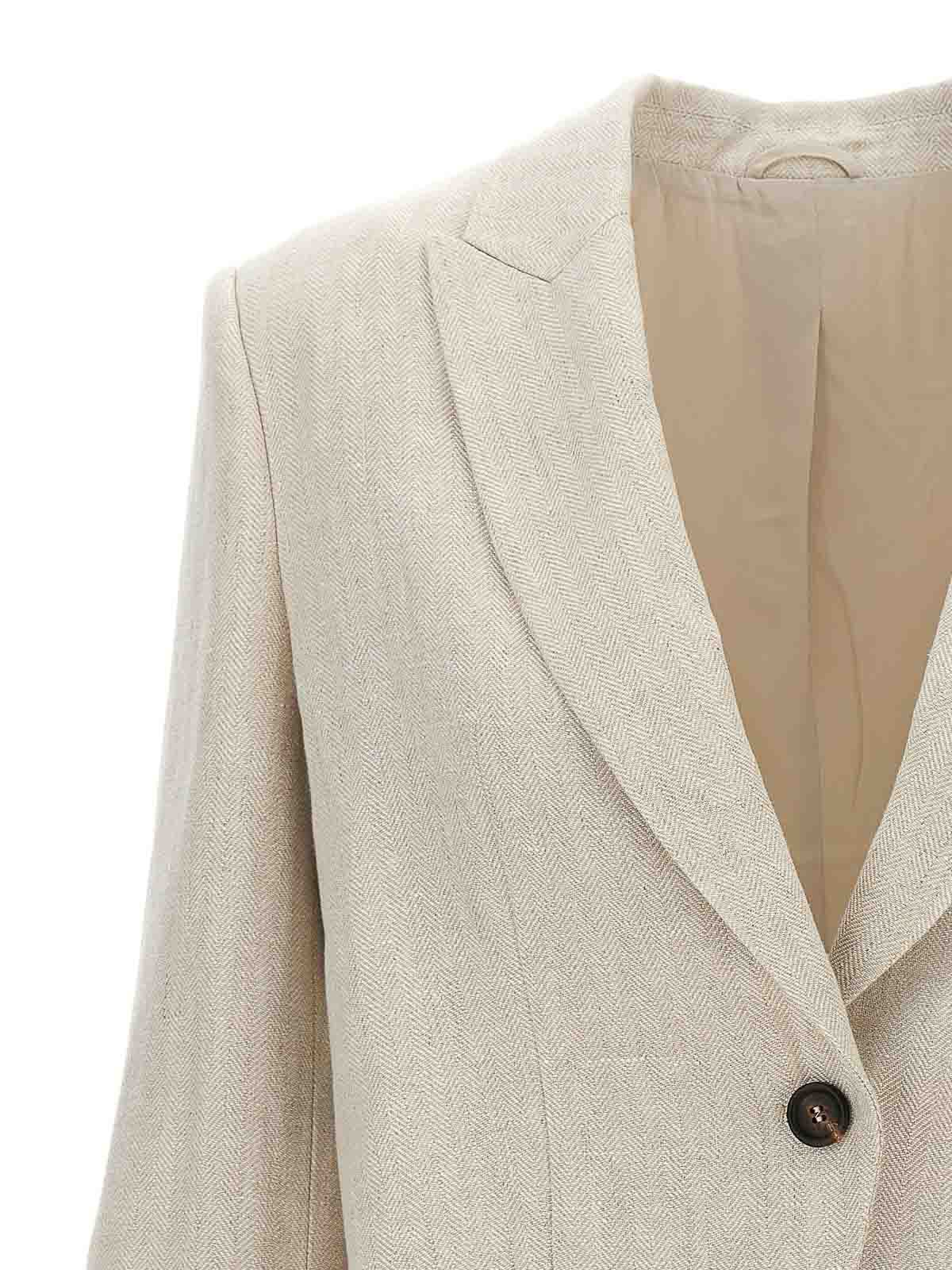 Brunello Cucinelli o1y0725 Blazer in Beige Size M / US 6-8 / IT 42-44 - 3 Thumbnail