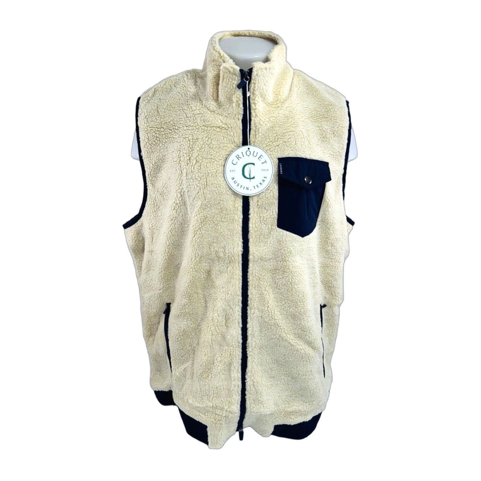 Vintage CRIQUET Austin - NEW w TAG - Fleece High Pile SHERPA Mens XXL Full Zip Vest Shirt Size US XXL / EU 58 / 5 - 1 Thumbnail