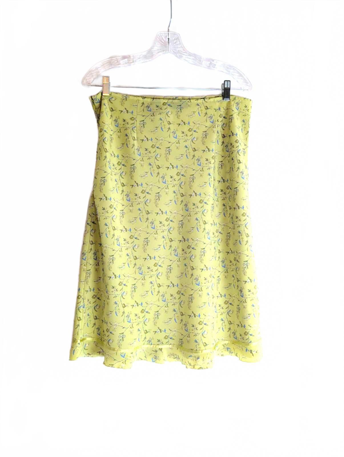 Express Vintage Express Yellow Floral Polyester Skirt Size 13/14 Size 36" / US 14 / IT 50 - 1 Thumbnail