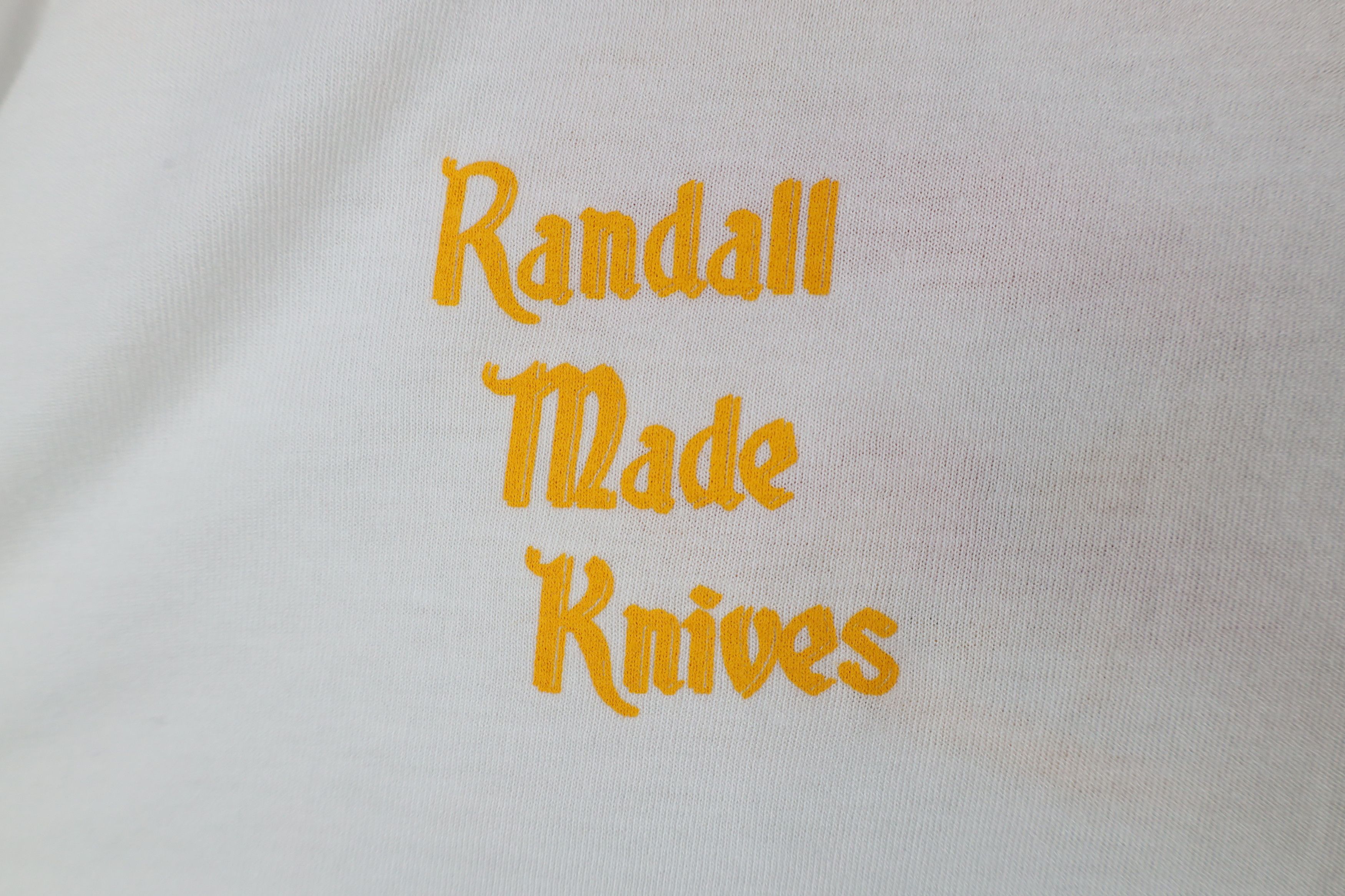 Vintage Vintage 90s Randall Made Knives Pocket T-Shirt White USA Size US L / EU 52-54 / 3 - 4 Thumbnail