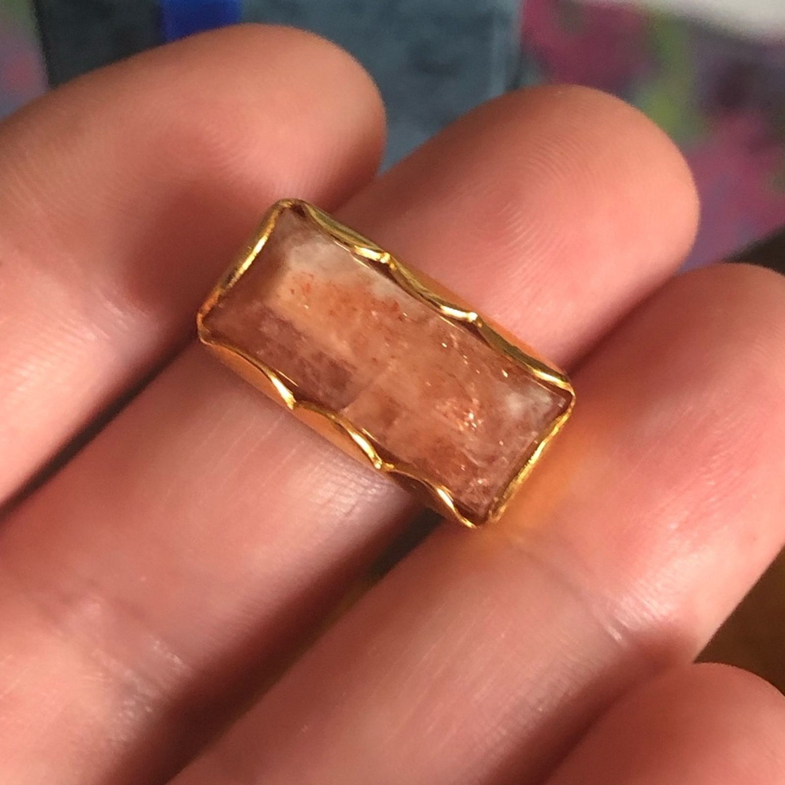 Jewelry Handcrafted 18kt 925 vermeil strawberry quartz ring 8.5 Size ONE SIZE - 6 Thumbnail