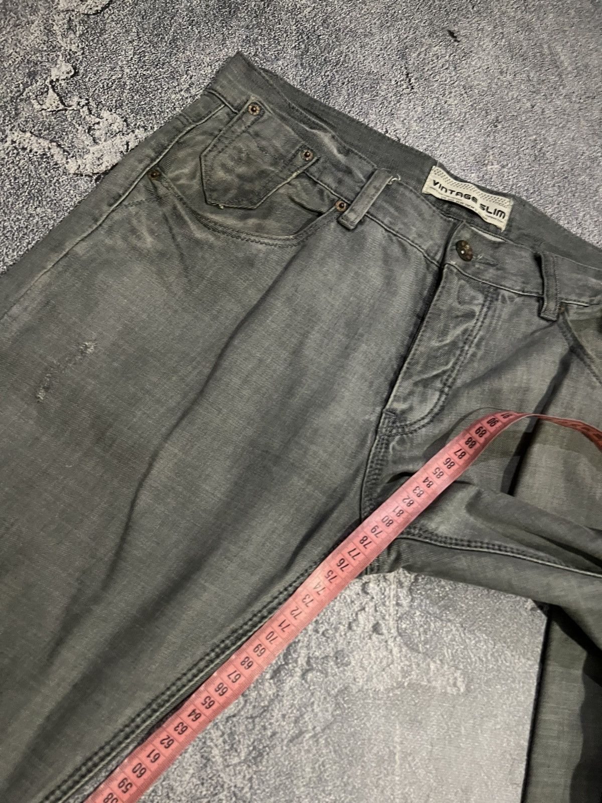 Vintage Streetwear Grunge Y2K Gray Slim Jeans — Balenciaga Style Size US 33 - 7 Thumbnail