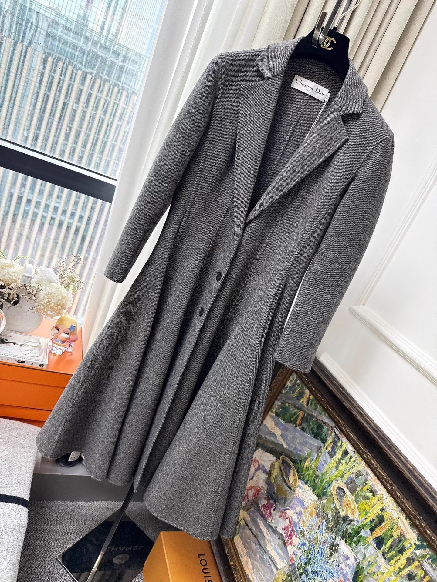 Dior Dior Gray Tweed Waist-Cinched Full Skirt Long Wool Coat 36 Size XS / US 0-2 / IT 36-38 - 1 Thumbnail