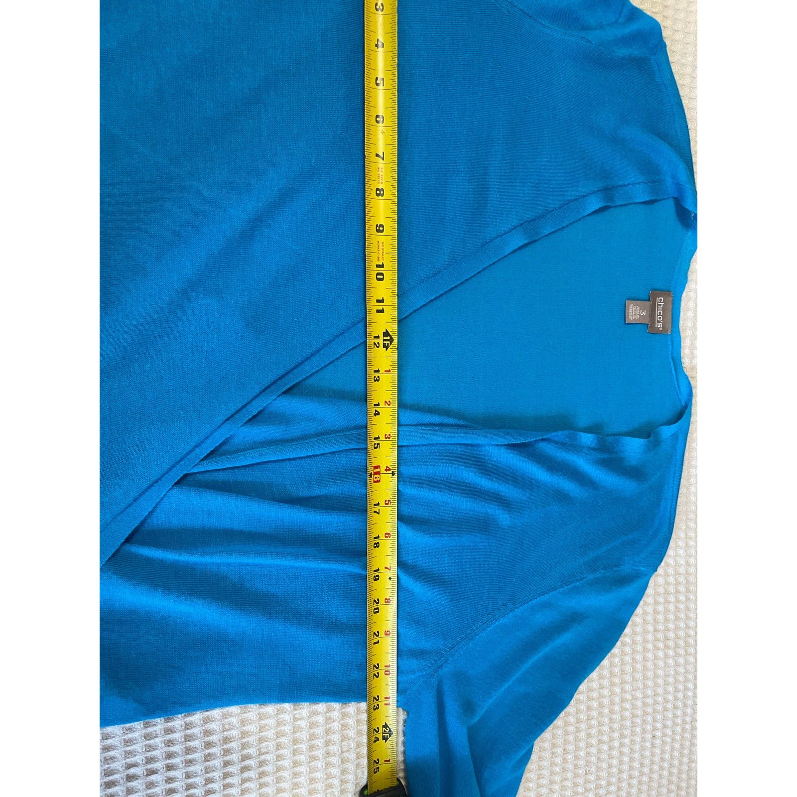 Chicos Chico's Blue Open Front Light Weight Cardigan 3 (XL) Size XL / US 12-14 / IT 48-50 - 8 Thumbnail