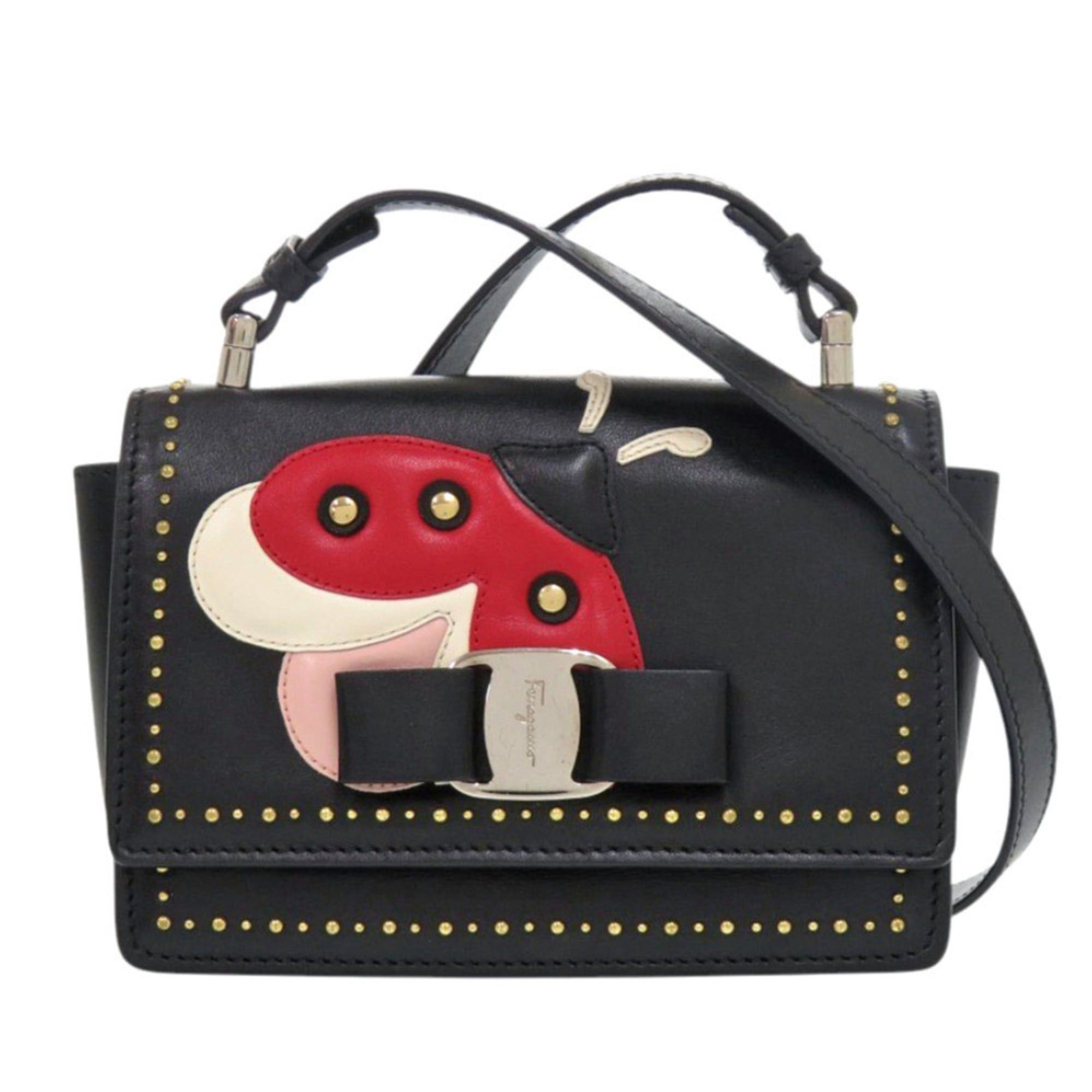 Salvatore Ferragamo Excellent condition Salvatore Ferragamo 21G659 Vara Ribbon Ladybug Leather Black Shoulder Bag 1442Salvatore Size ONE SIZE - 1 Thumbnail