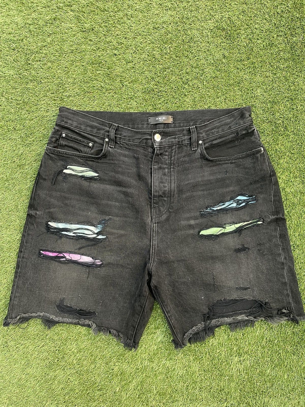 Amiri Size 36 - Amiri Black Denim Watercolor Trasher Shorts Size US 36 / EU 52 - 2 Thumbnail