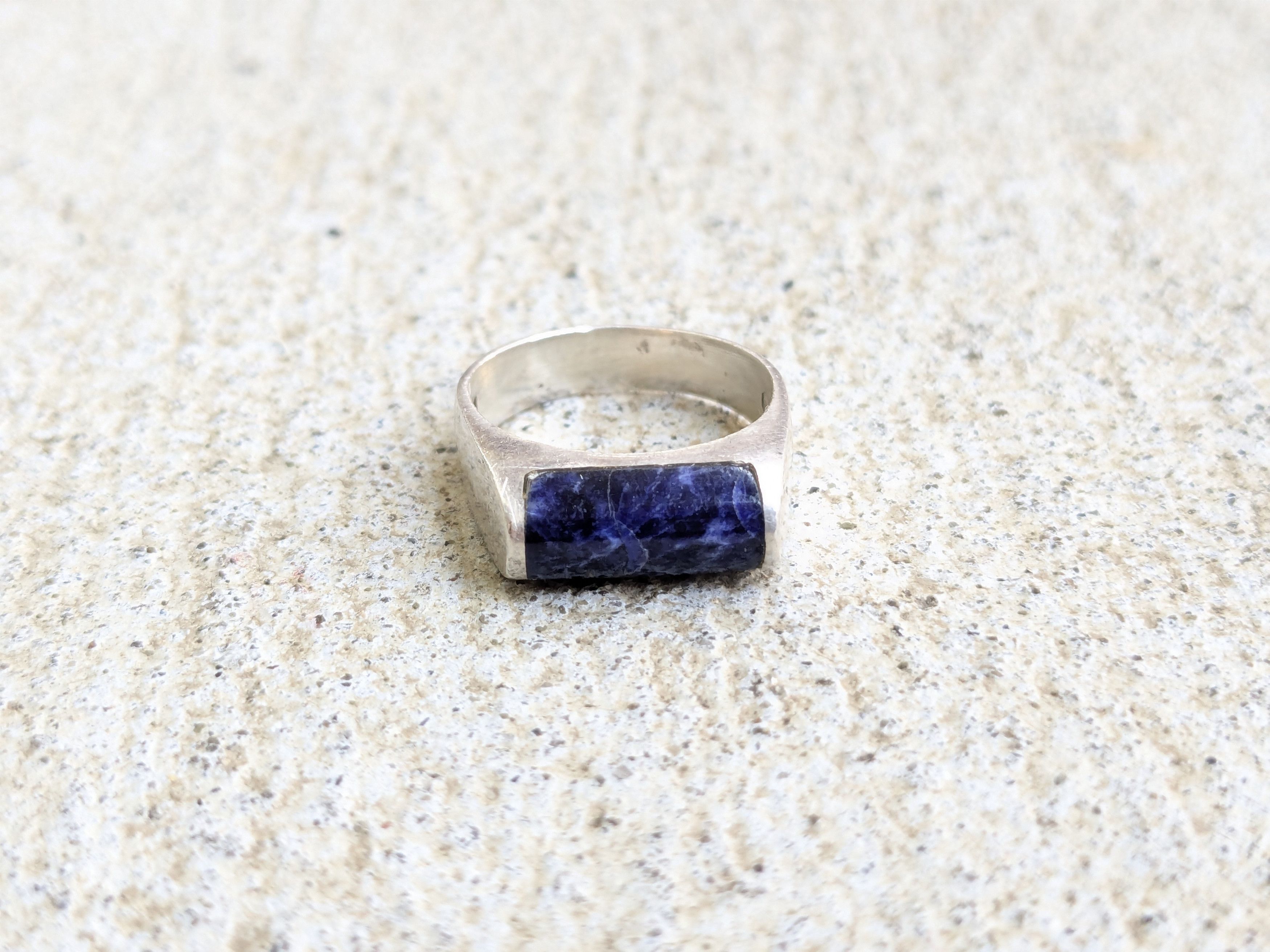 Jewelry Vintage Sterling Silver Ring Blue Sodalite 5.75 Modern Size ONE SIZE - 2 Thumbnail