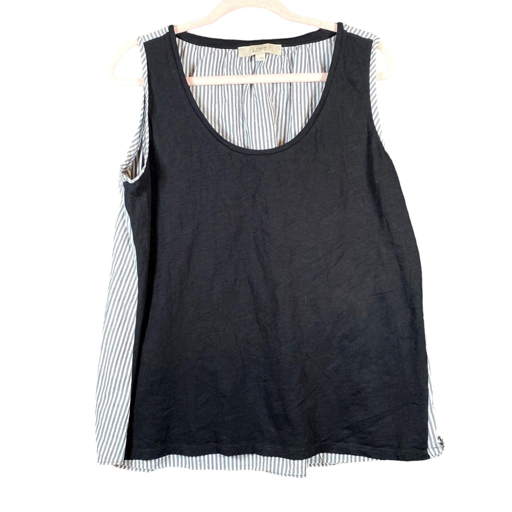 Ann Taylor Ann Taylor LOFT Womens Tank Multicolored Sleeveless Scoop Neck Large Tank Top Blouse Casual Workwear Knit Jersey 100% Cotton Size L / US 10 / IT 46 - 2 Thumbnail