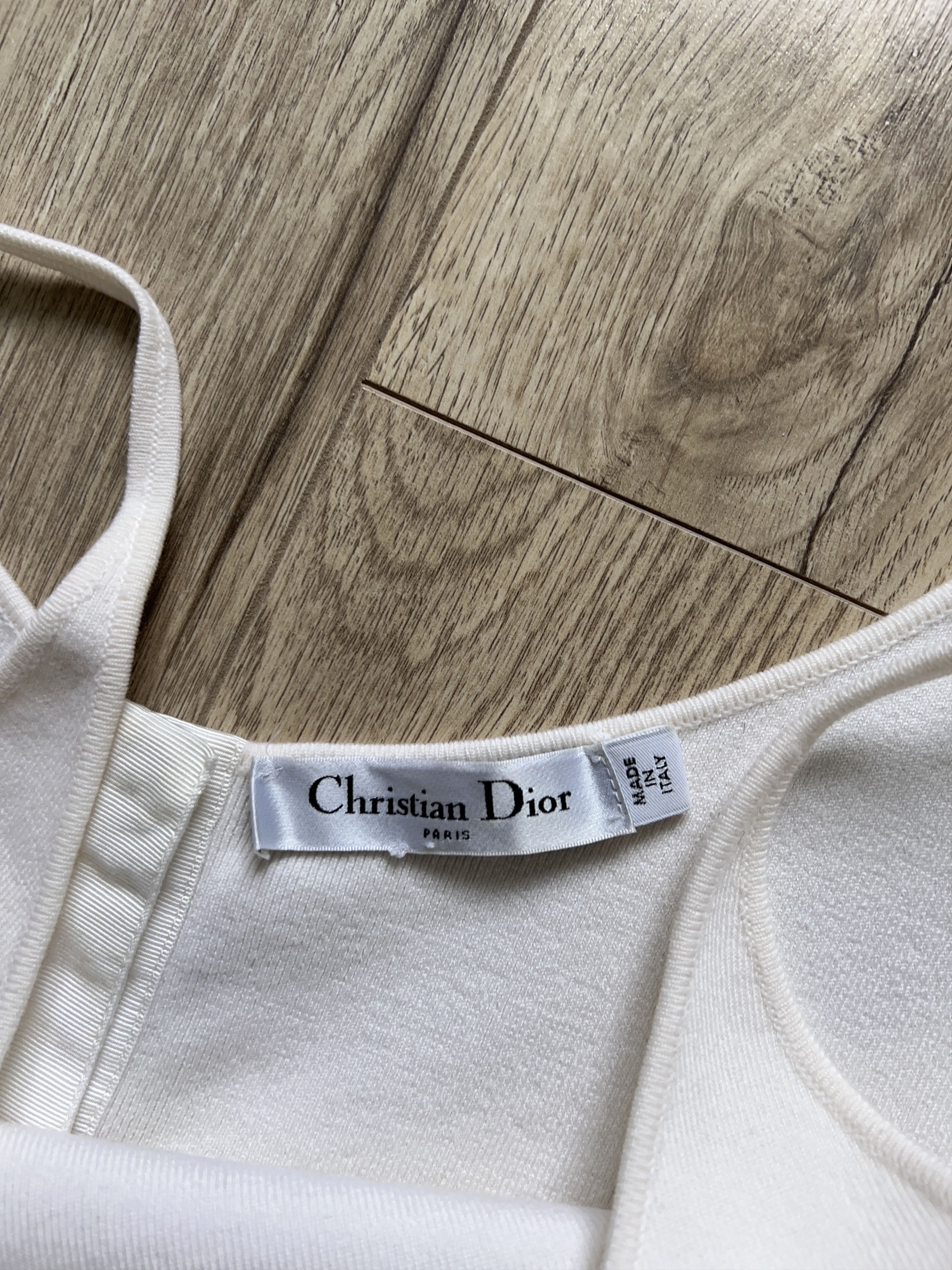 Dior × Vintage Christian Dior Wool Polyamide White Sleeveless Tank Top Size S / US 4 / IT 40 - 4 Thumbnail