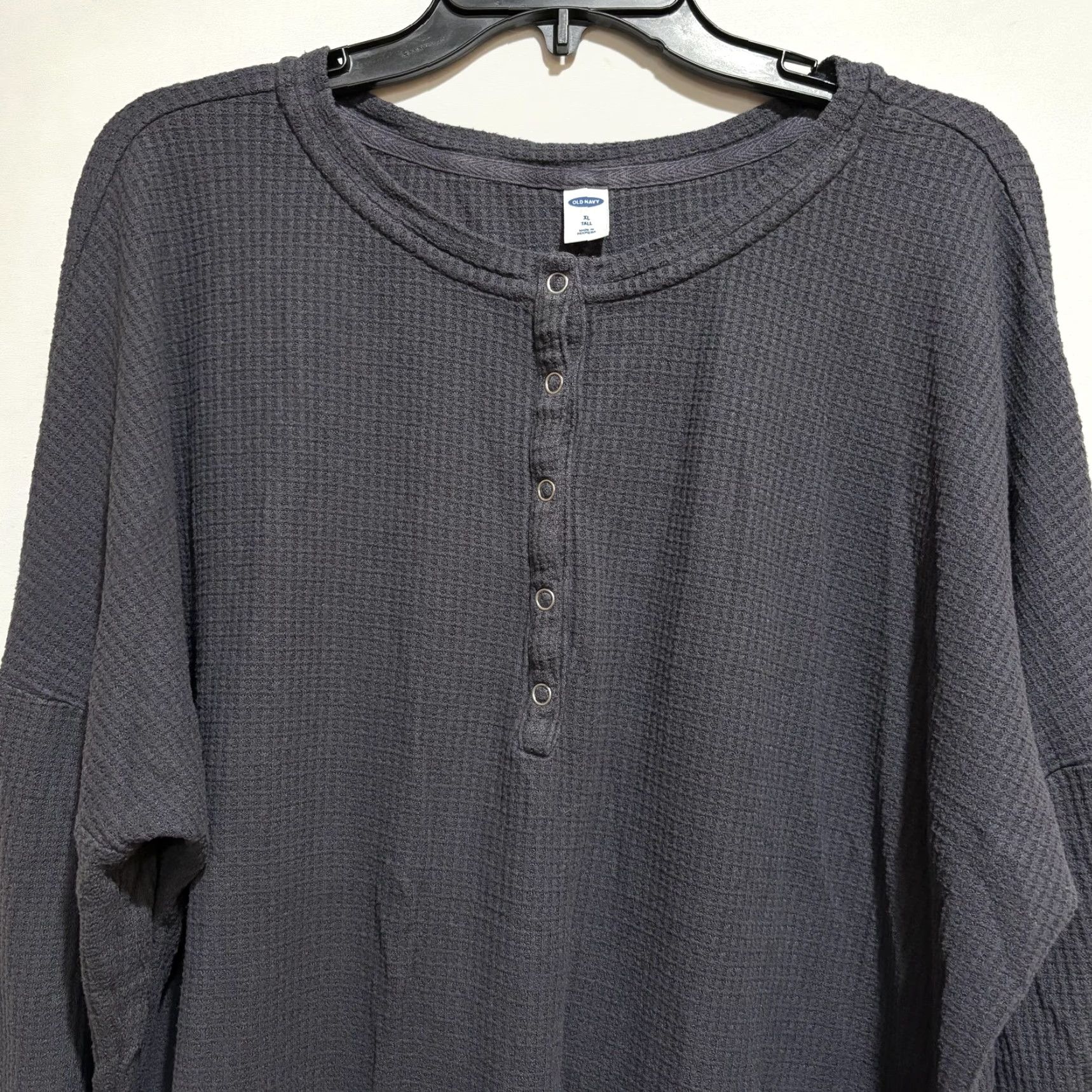 Old Navy Old Navy Shirt XLT Gray Henley Long Sleeve Waffle Thermal Stretch Button Women T-Shirt Tunic Size XL / US 12-14 / IT 48-50 - 2 Thumbnail