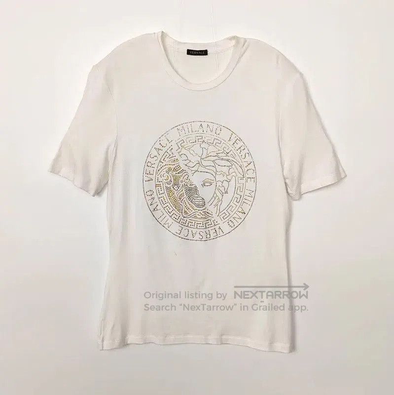 Versace Versace White Cotton T-Shirt with Logo . Size M / US 6-8 / IT 42-44 - 1 Thumbnail