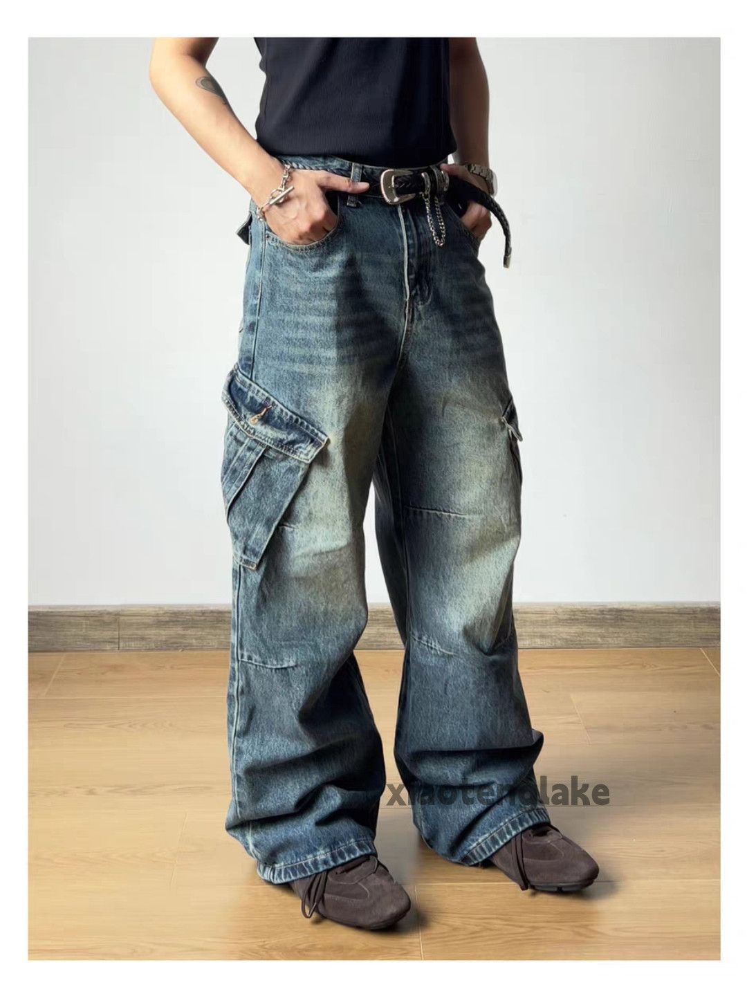 Japanese Brand xtl vintage wide Leg loose baggy flared cargo jeans Size US 33 - 1 Thumbnail