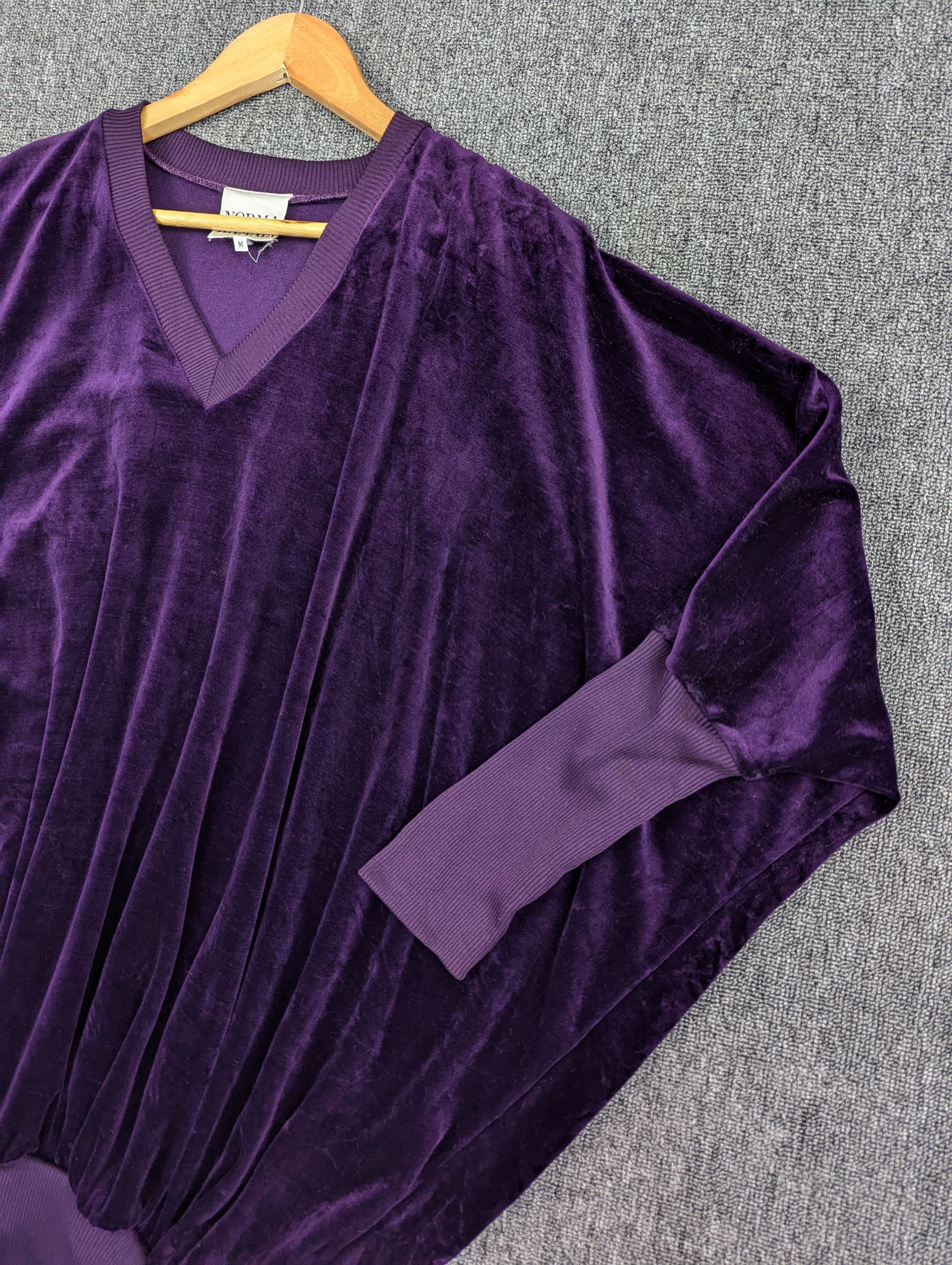 Norma Kamali Vintage Norma Kamali Purple Velvet Batwing Sweater Size M / US 6-8 / IT 42-44 - 2 Thumbnail