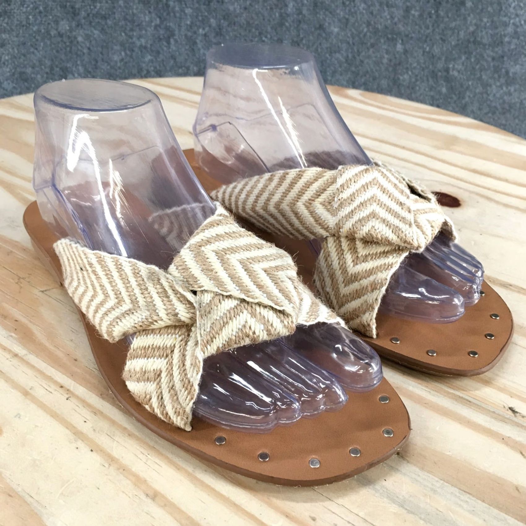 Vintage Universal Thread Sandals Womens 8 Louise Slide Tan Slip On Casual Open Toe Flats Size US 8 / IT 38 - 3 Thumbnail