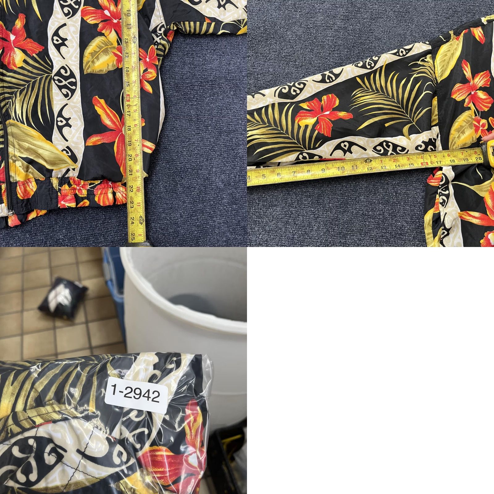 Vintage Kloz Jacket Mens M Black Red Floral Tropical Hawaiian Zip Windbreaker Size US M / EU 48-50 / 2 - 8 Thumbnail