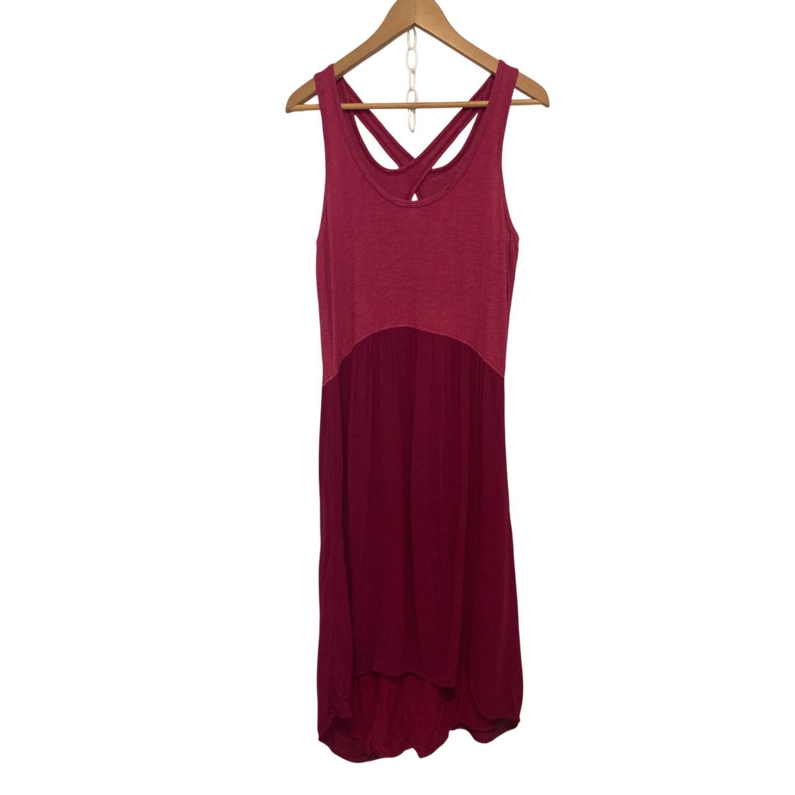 Other Pink Contrasting Summer Tank Cross Back High Low Midi Dress Size M / US 6-8 / IT 42-44 - 1 Thumbnail