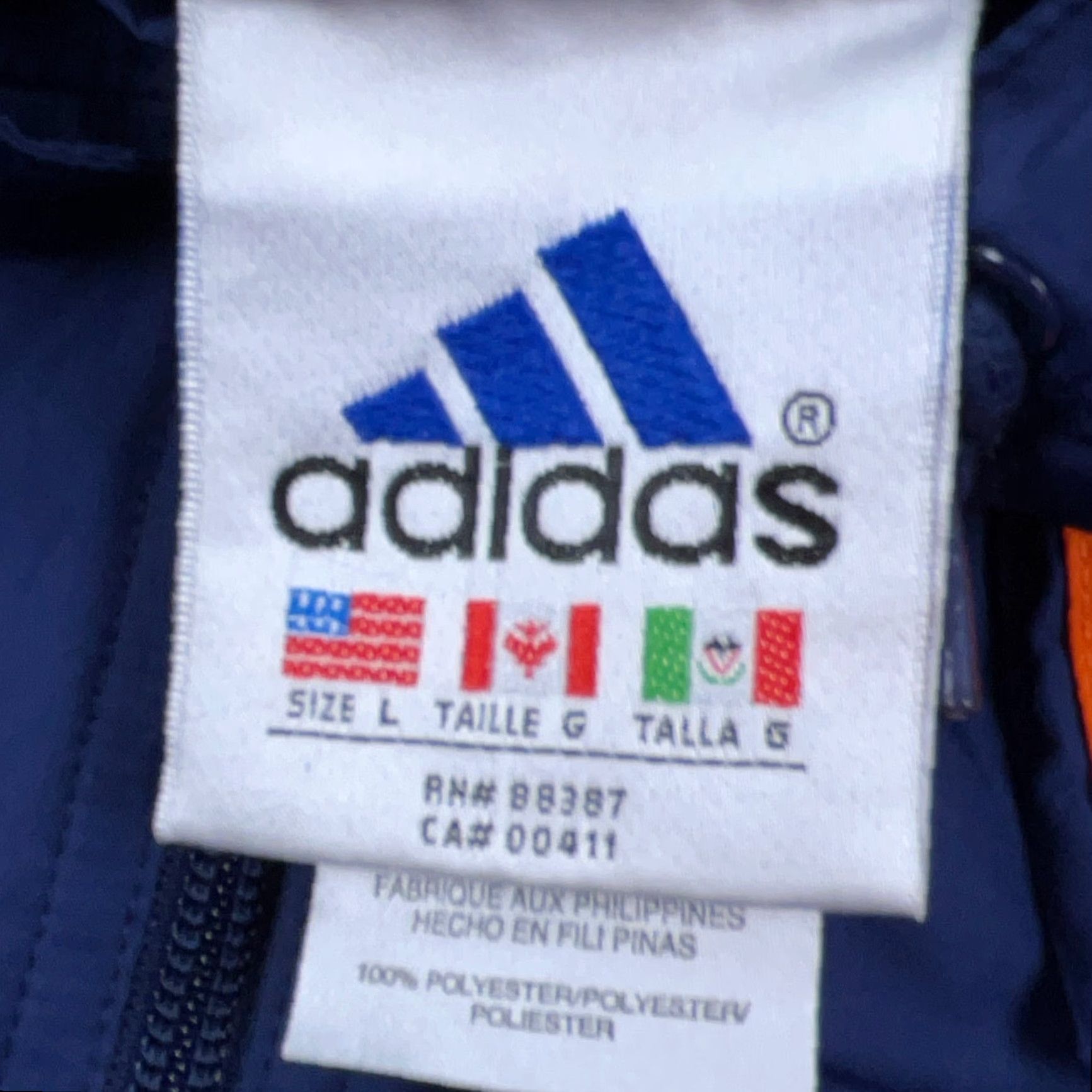 Adidas VINTAGE adidas Jacket Men Large Blue Orange Windbreaker Track Suit Y2K Jacket Size 42R - 7 Thumbnail