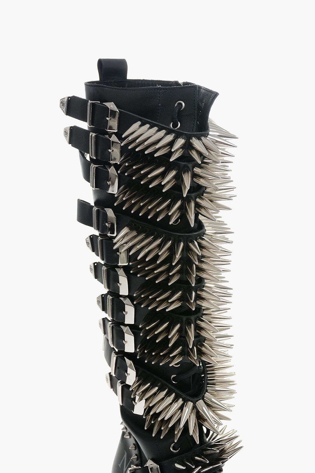 Philipp Plein og1mm0824 Leather Lace-Up Boots With All-Over Studs in Black Size US 7 / IT 37 - 4 Thumbnail