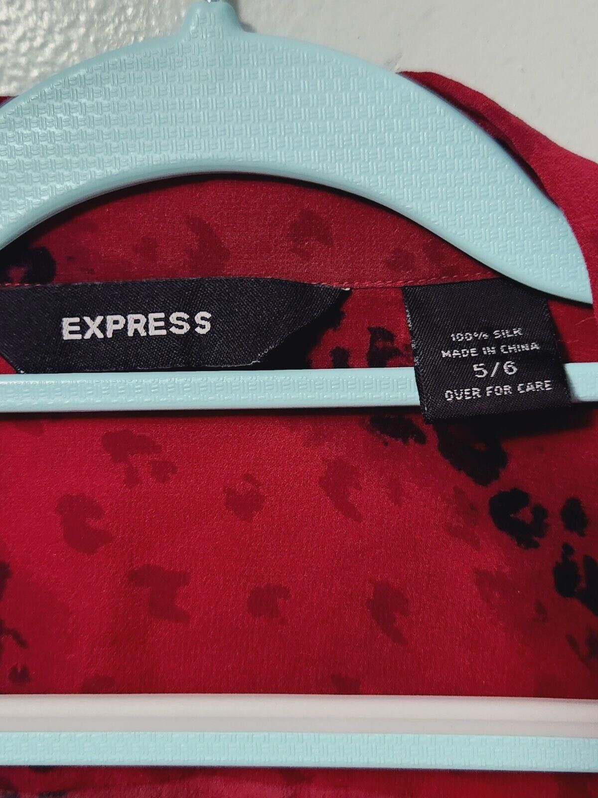 Express Express Crop Top 5/6 Red Cheetah Print 100% Silk Sheer y2k Size M / US 6-8 / IT 42-44 - 3 Thumbnail