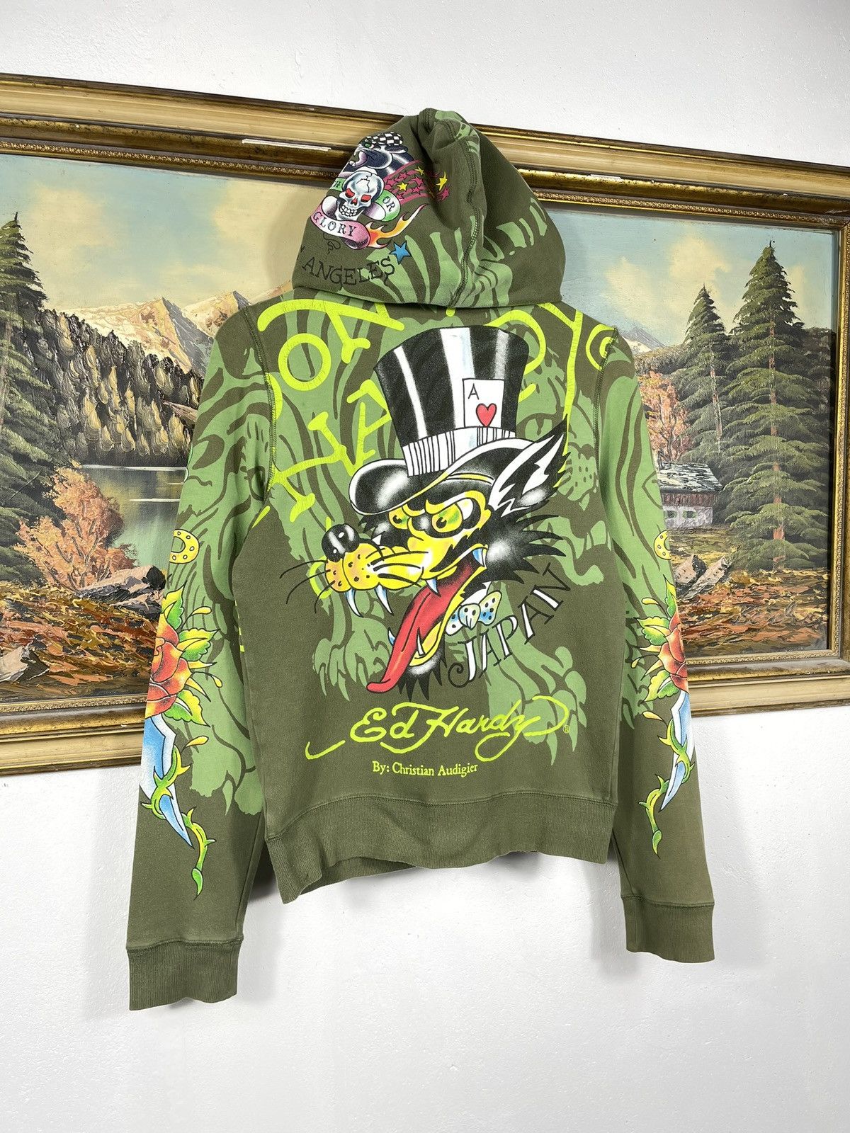 Christian Audigier Ed Hardy Retro 00s Hoodie With Crystals Affliction Grunge Size S / US 4 / IT 40 - 8 Thumbnail