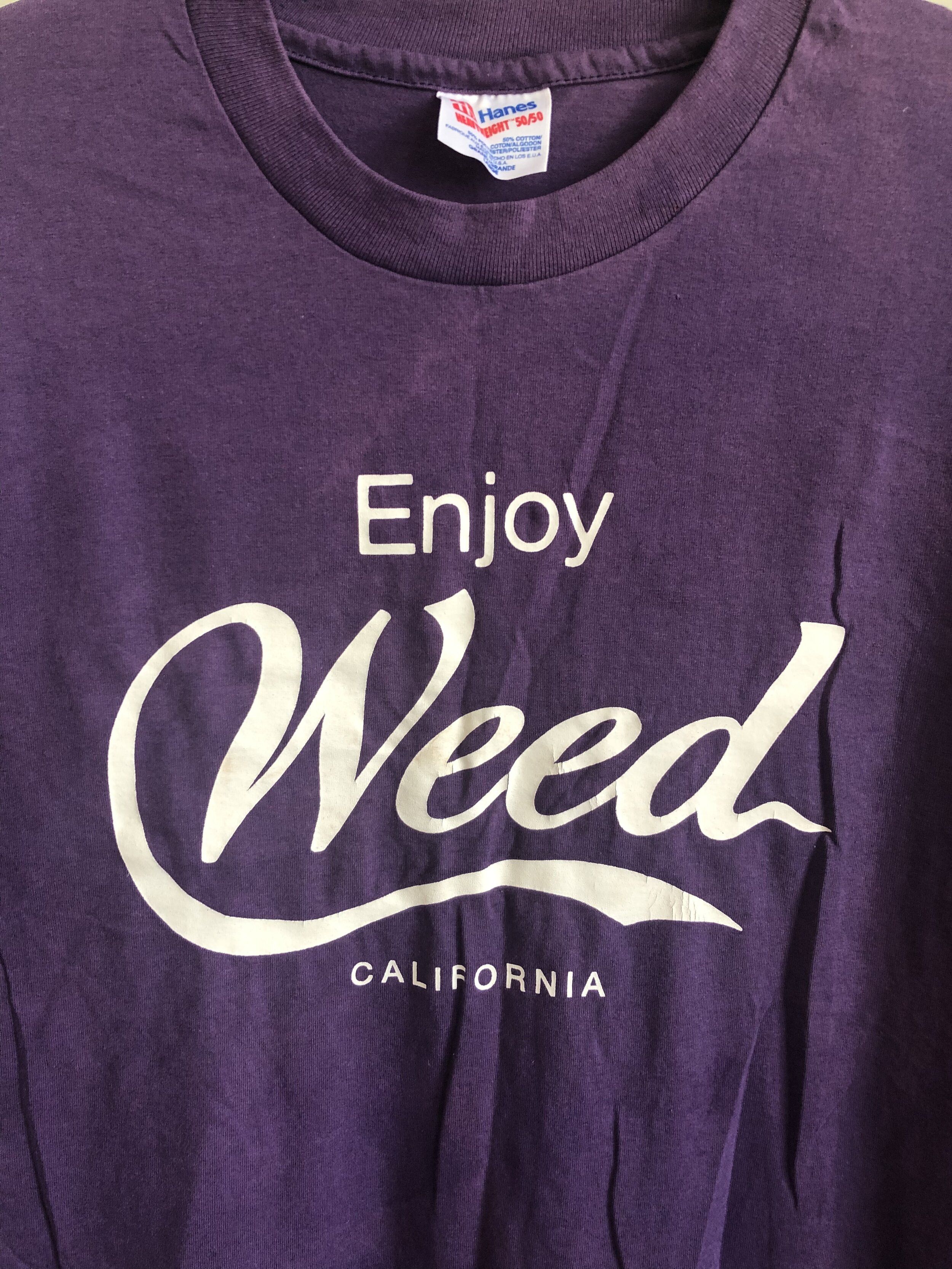Hanes Vintage Single Stitch "Enjoy Weed, California" T-Shirt Size US L / EU 52-54 / 3 - 2 Thumbnail