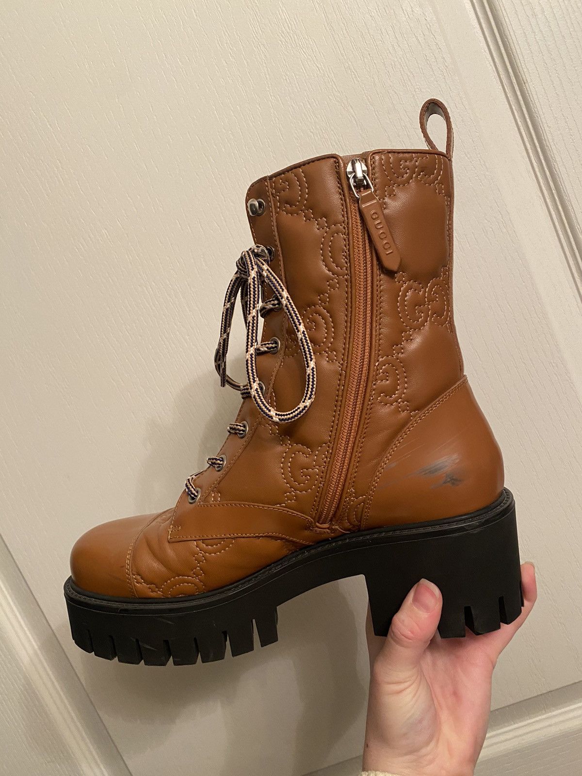 Gucci Gucci Matelasse Quilted GG Logo Combat Boots Size US 7 / IT 37 - 8 Thumbnail