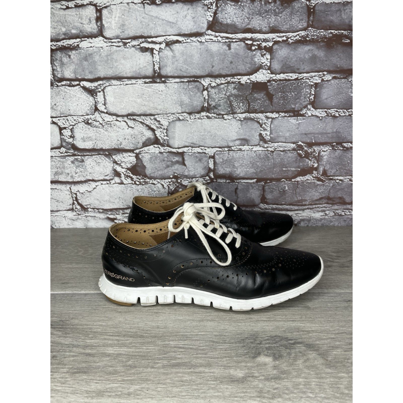 Cole Haan Cole Haan Zerogrand Black Leather Lace Up Wing Oxfords Women Size US 7 / IT 37 - 14 Thumbnail