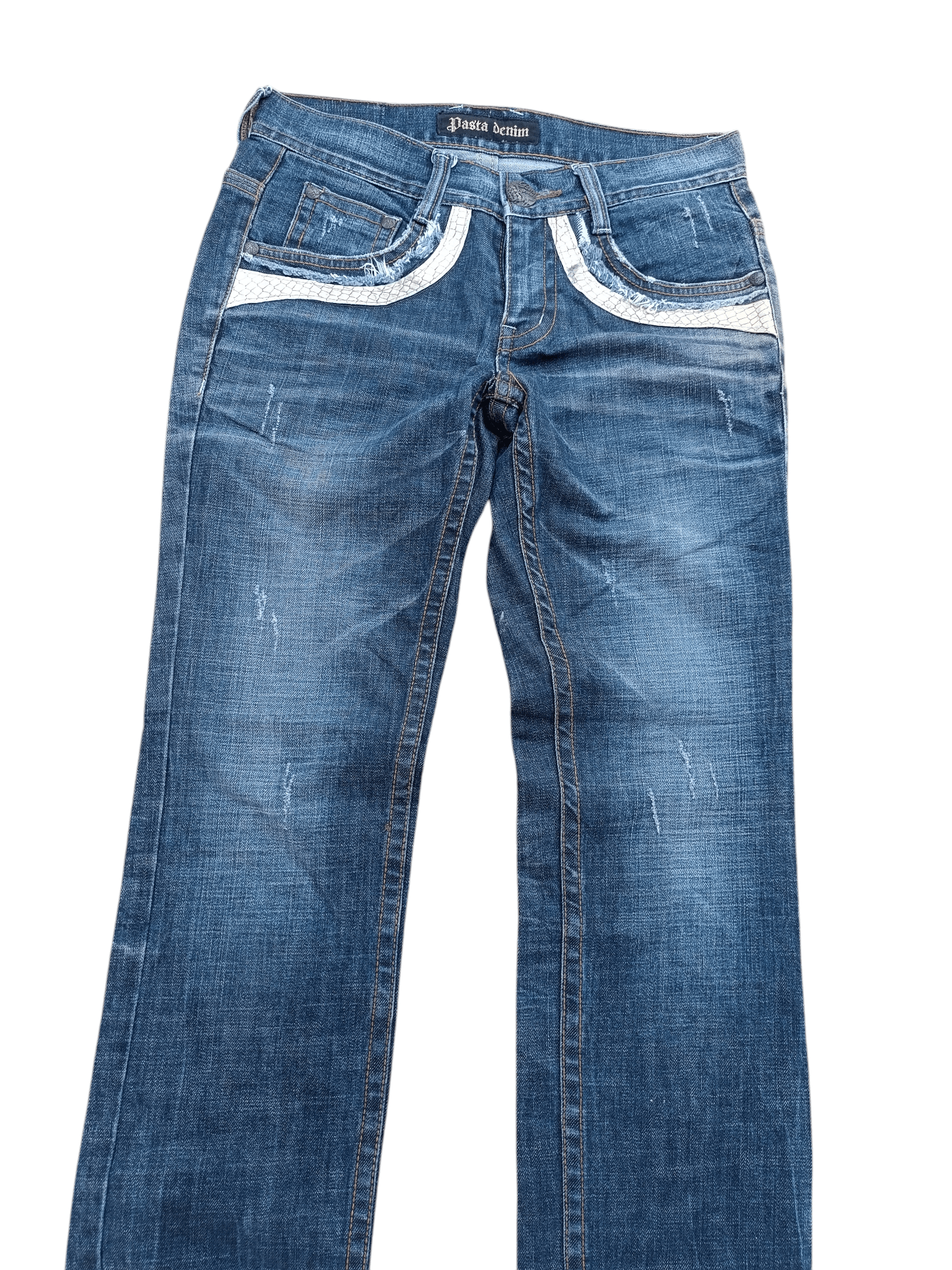 Tornado Mart PASTADENIM Skinny Distressed Whiskers Faded Embroidery Cross Size US 30 / EU 46 - 7 Thumbnail