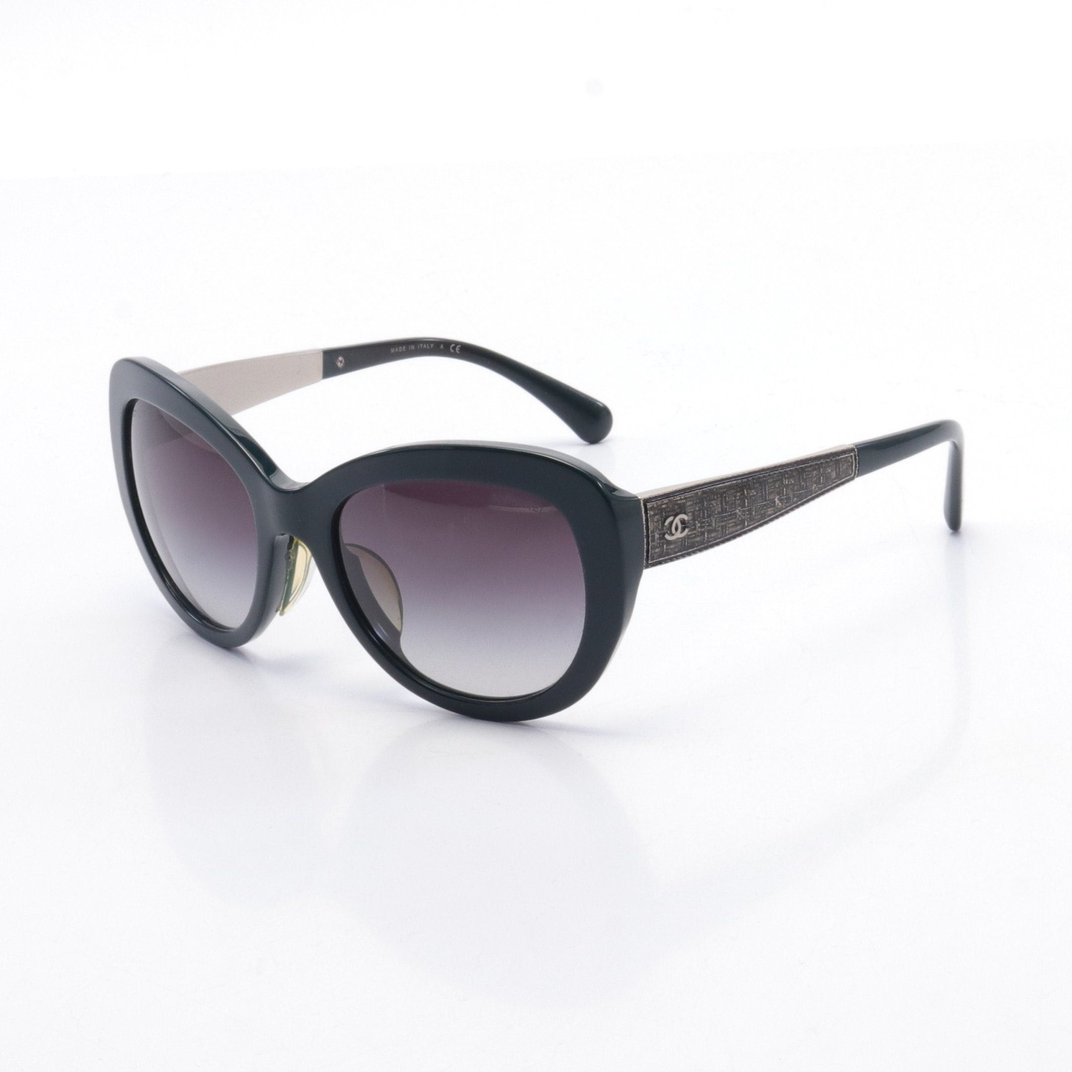 Chanel Chanel Coco Mark Sunglasses Gp Dark Green Silver Size ONE SIZE - 1 Thumbnail