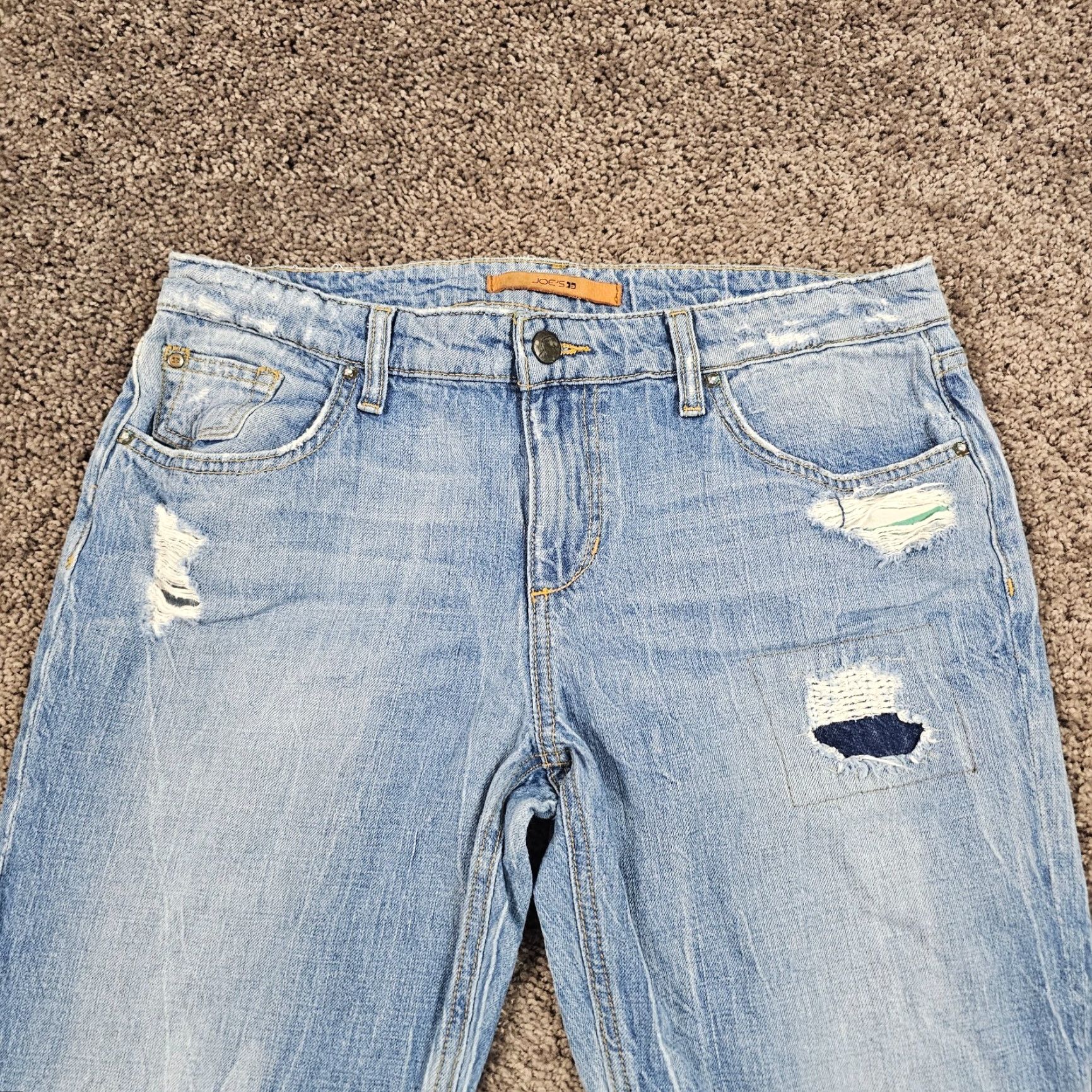 Vintage Joe's Jeans Jeans Women 28 Boyfriend Crop Light Wash Distressed Ex Lover 30x26 Blue Cotton Denim Regular Inseam 26 in Womens Size 28" / US 6 / IT 42 - 2 Thumbnail