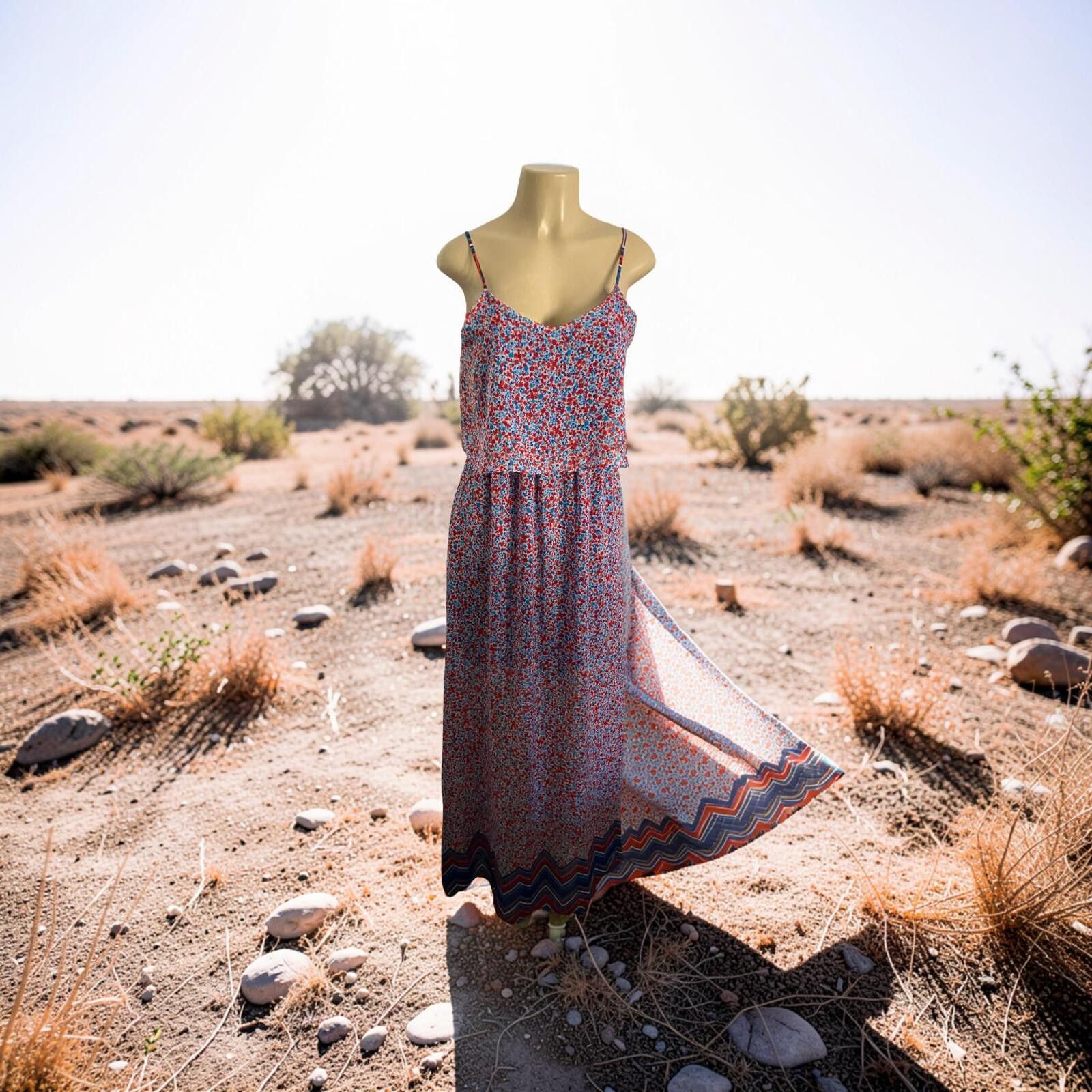 GB GB Floral Maxi Dress with Spaghetti Straps Size L / US 10 / IT 46 - 2 Thumbnail