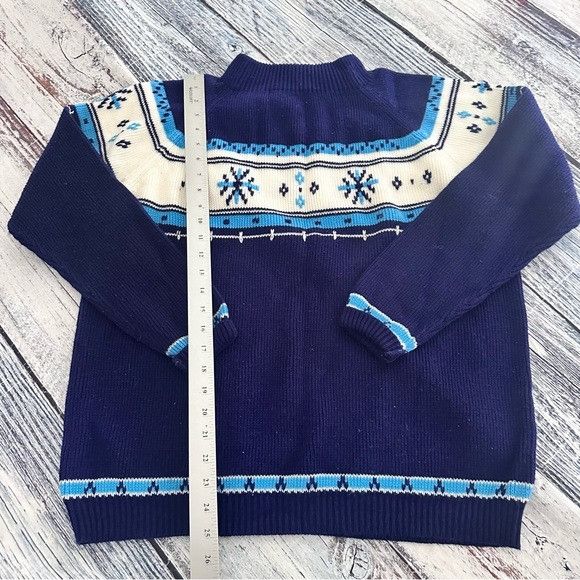 Vintage JCPenney Vintage Fair Isle Blue and White Women's Sweater Size XL / US 12-14 / IT 48-50 - 8 Thumbnail