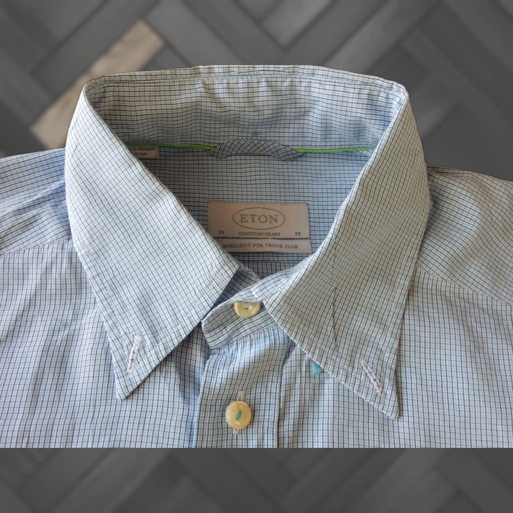 Eton VINTAGE Eton Men's Plaid Cotton Button-Front Shirt Long Sleeve Size M Blue Mens Size US M / EU 48-50 / 2 - 1 Thumbnail